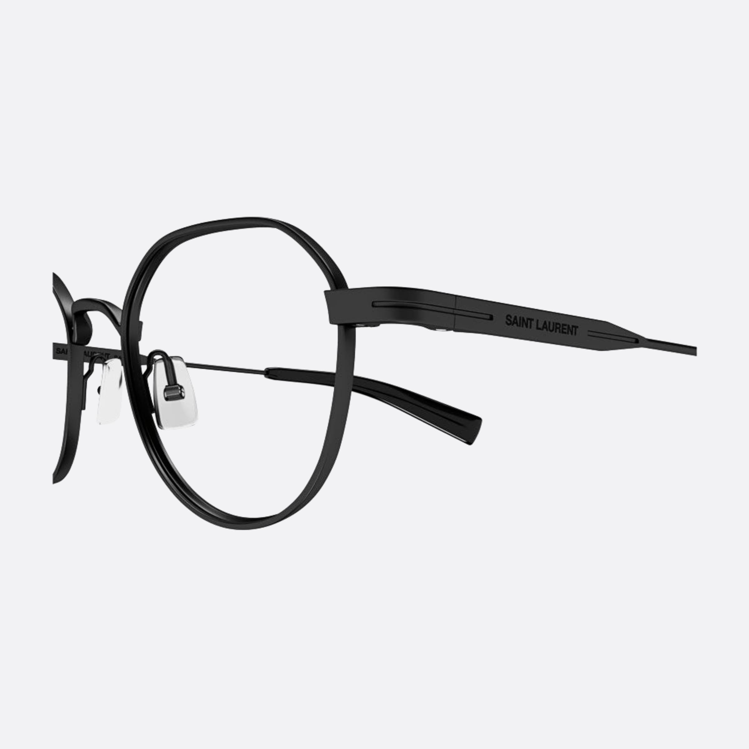 Saint 47mm Laurent Black Round Man Eyeglasses - Detail View