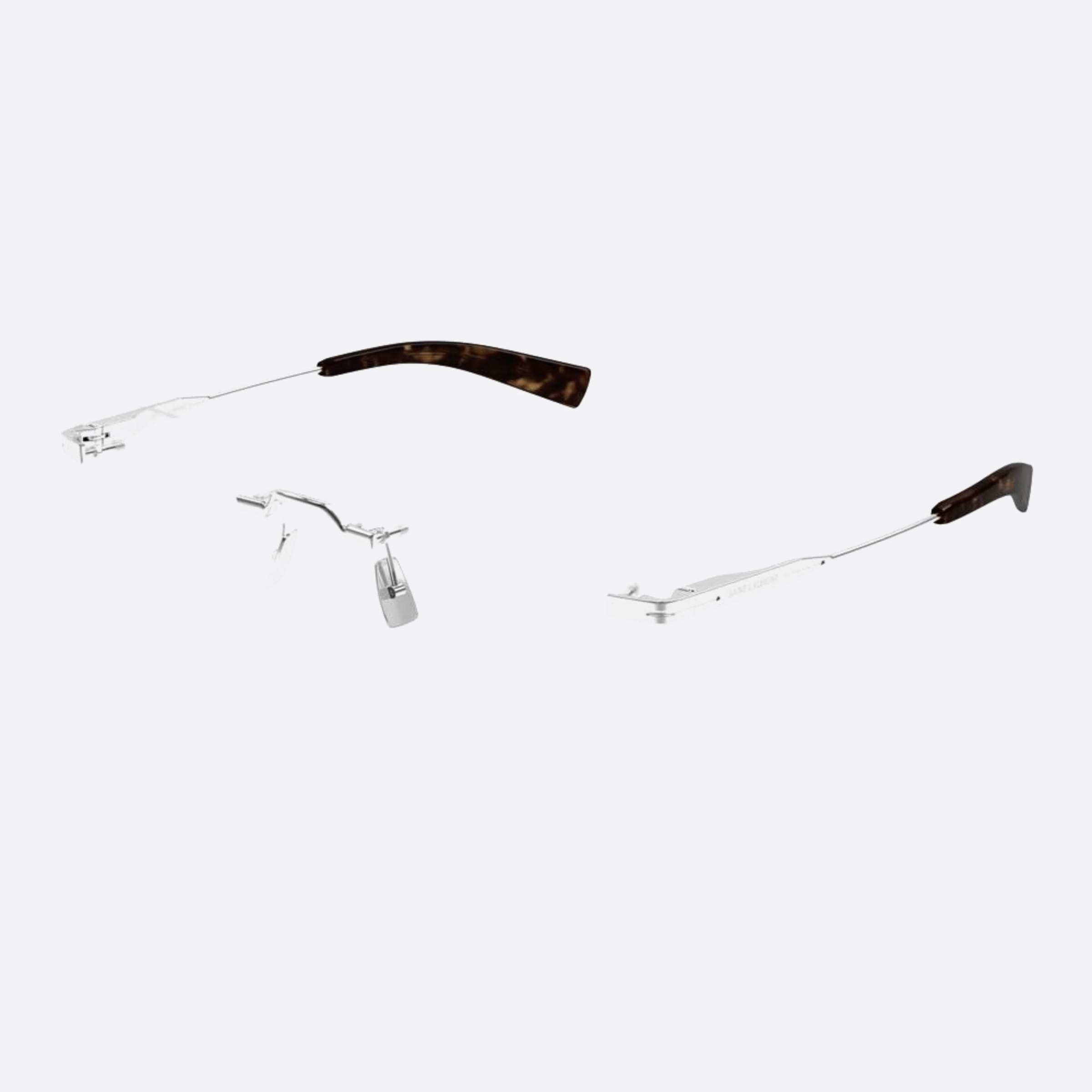 Saint 53mm Laurent Opt Silver Squared Unisex Eyeglasses - Side View