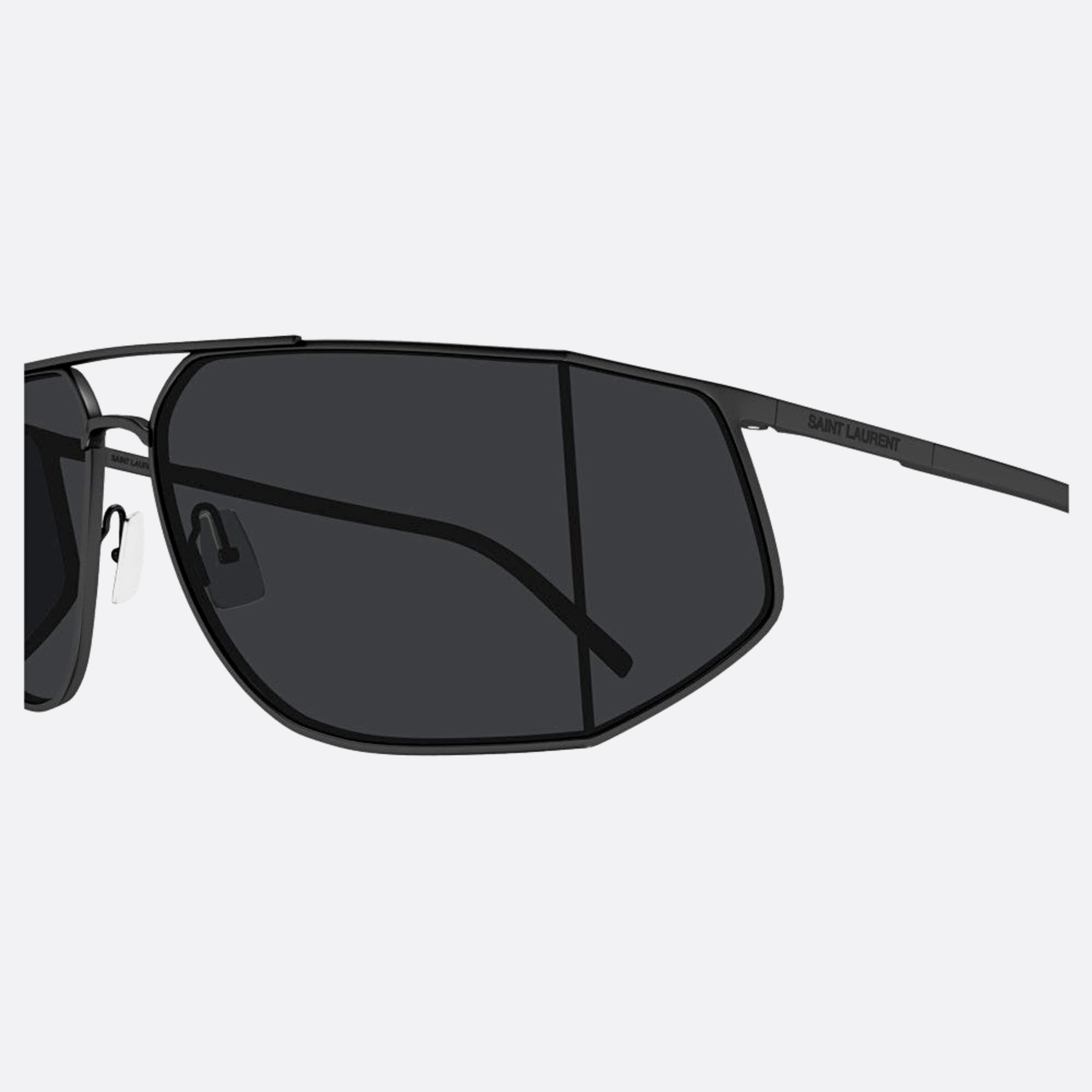 Saint 69mm Laurent Black Squared Man Sunglasses - Detail View