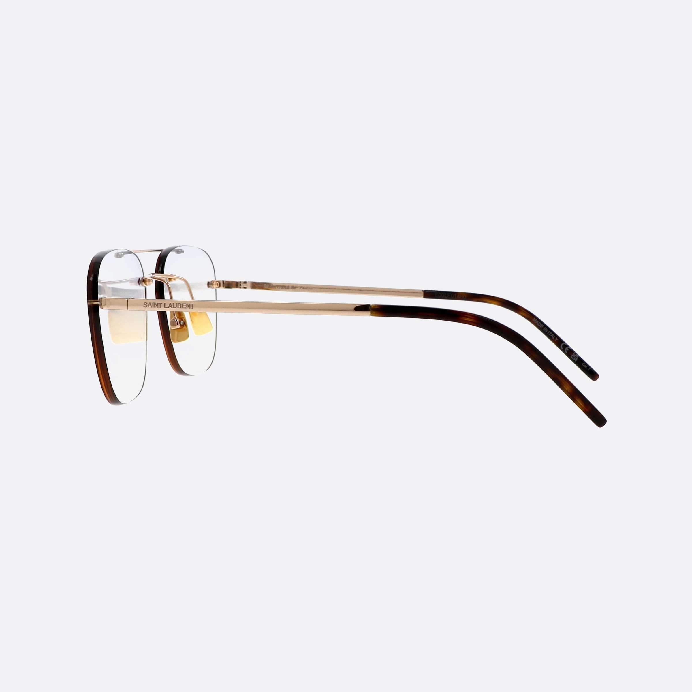 Saint 58mm Laurent Logo Gold Rectangle Unisex Sunglasses - Detail View