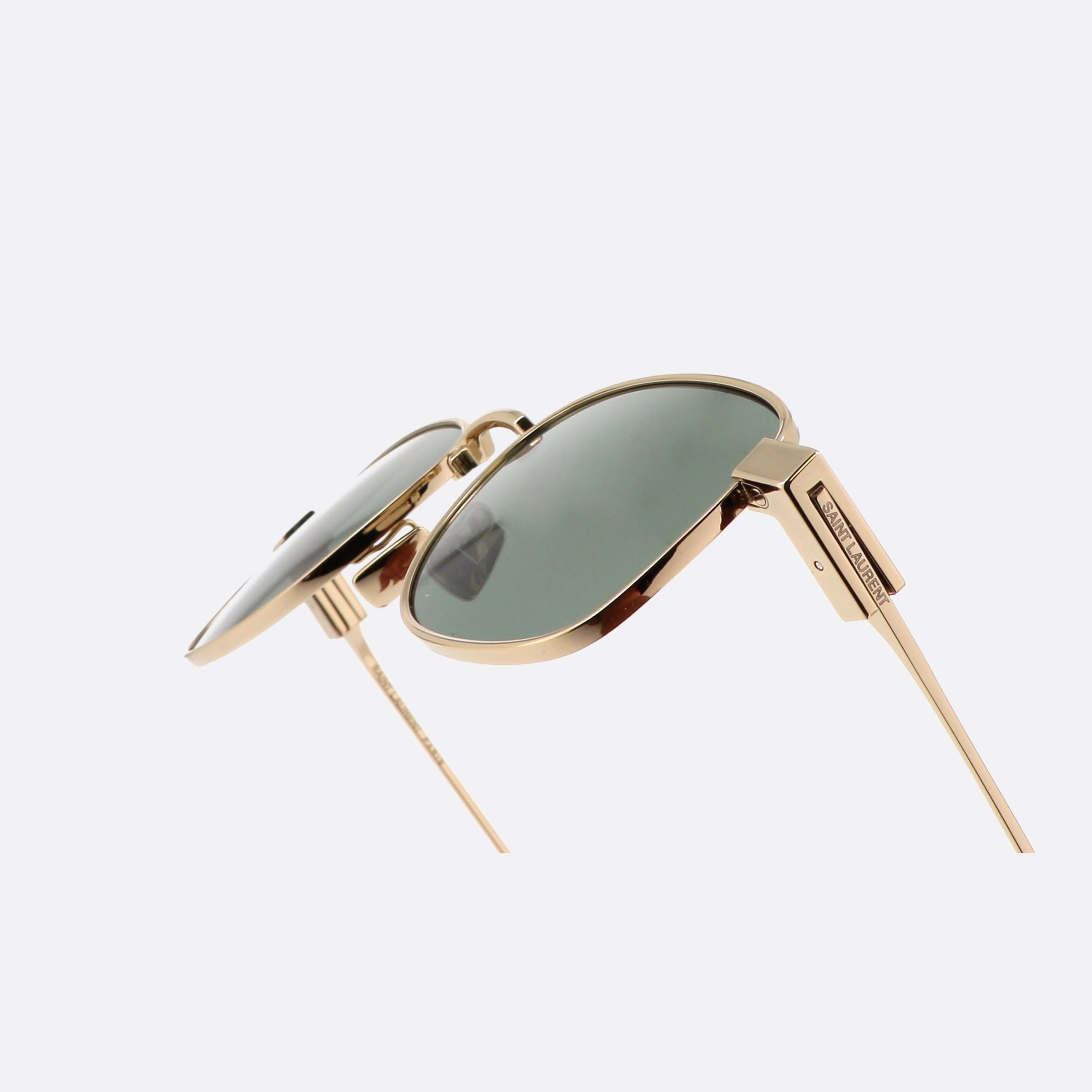 Saint 53mm Laurent Logo Gdgn Gold Squared Man Sunglasses - Lifestyle Shot