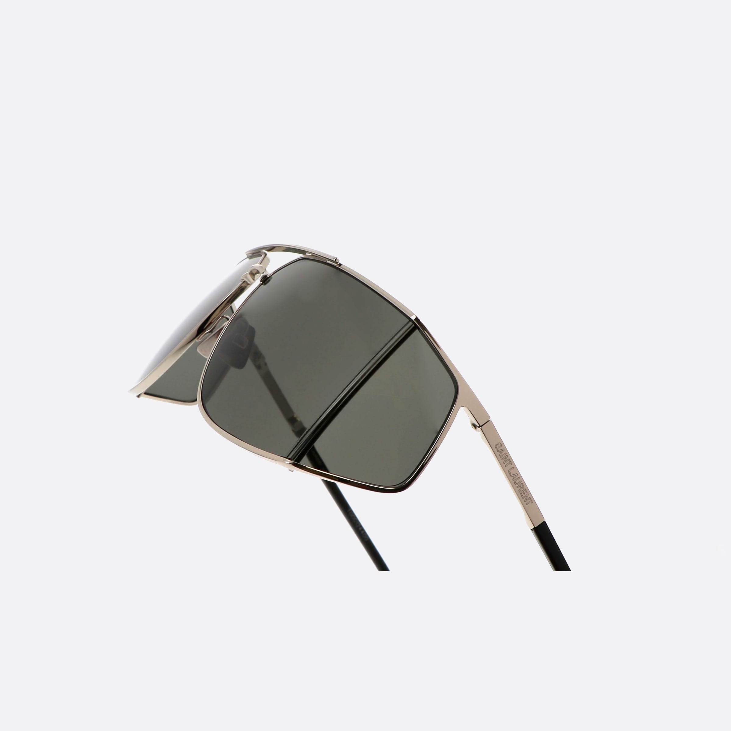 Saint 69mm Laurent Logo Sigy Silver Squared Man Sunglasses - Lifestyle Shot
