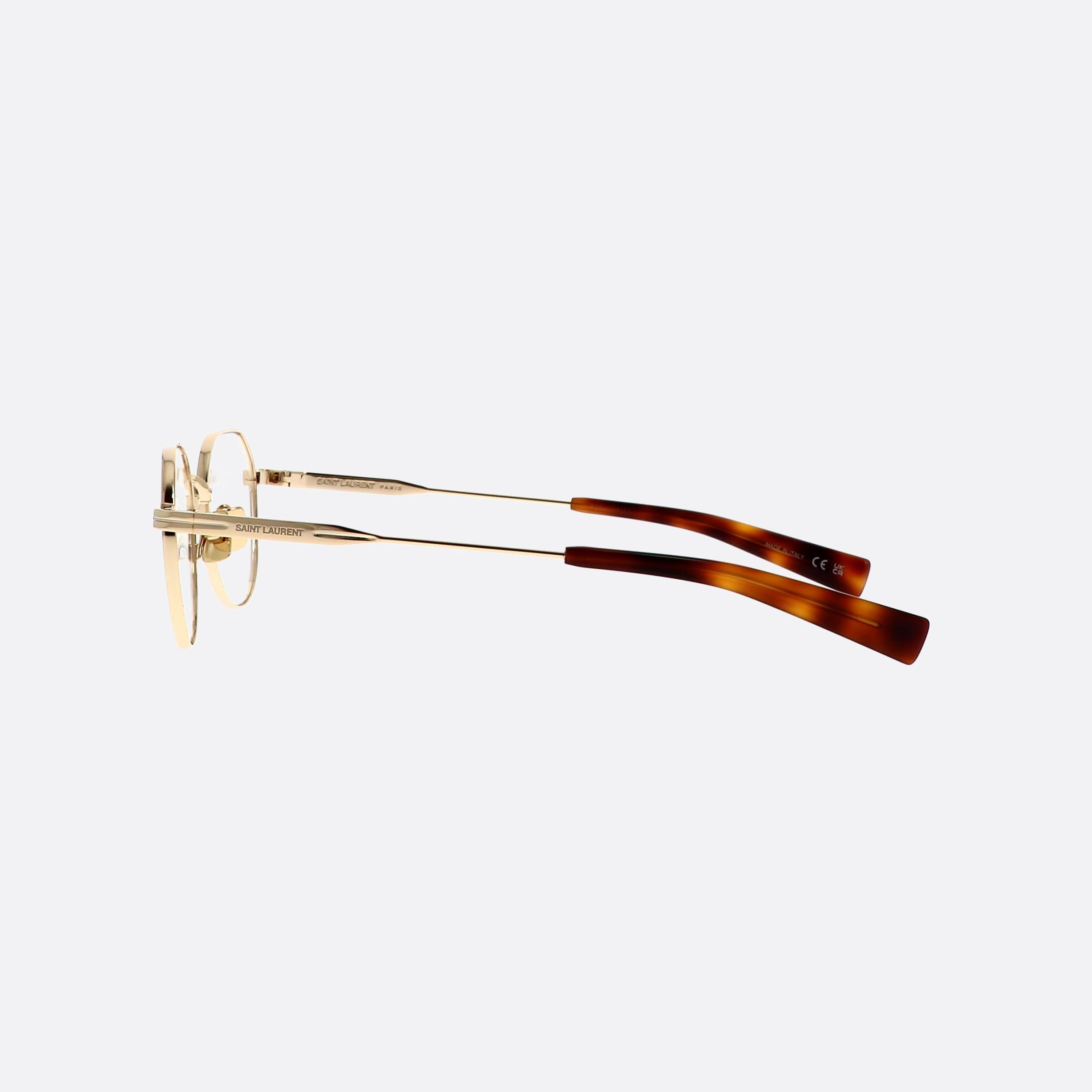 Saint 47mm Laurent Logo Sl730 Gold Round Man Eyeglasses - Detail View