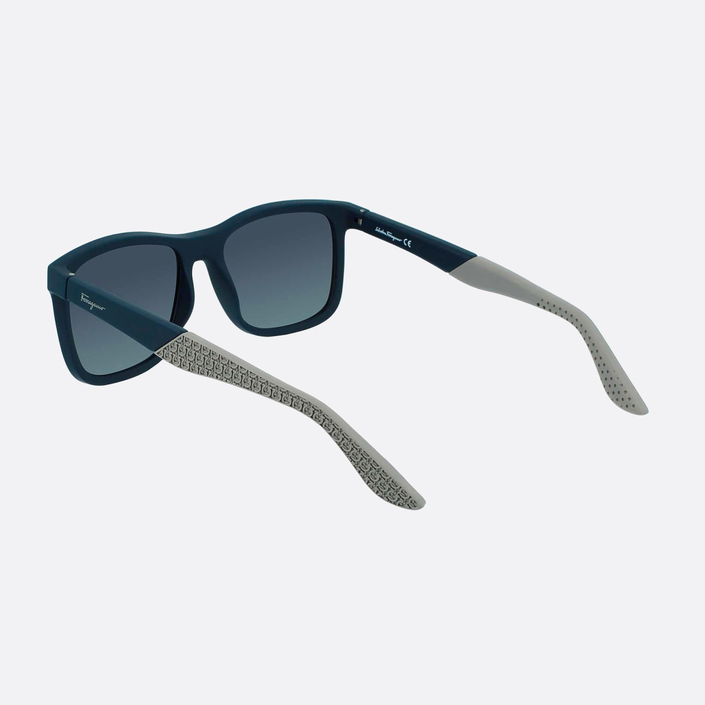 Salvatore 56mm Ferragamo Blue Squared Men Sunglasses - Lifestyle Shot