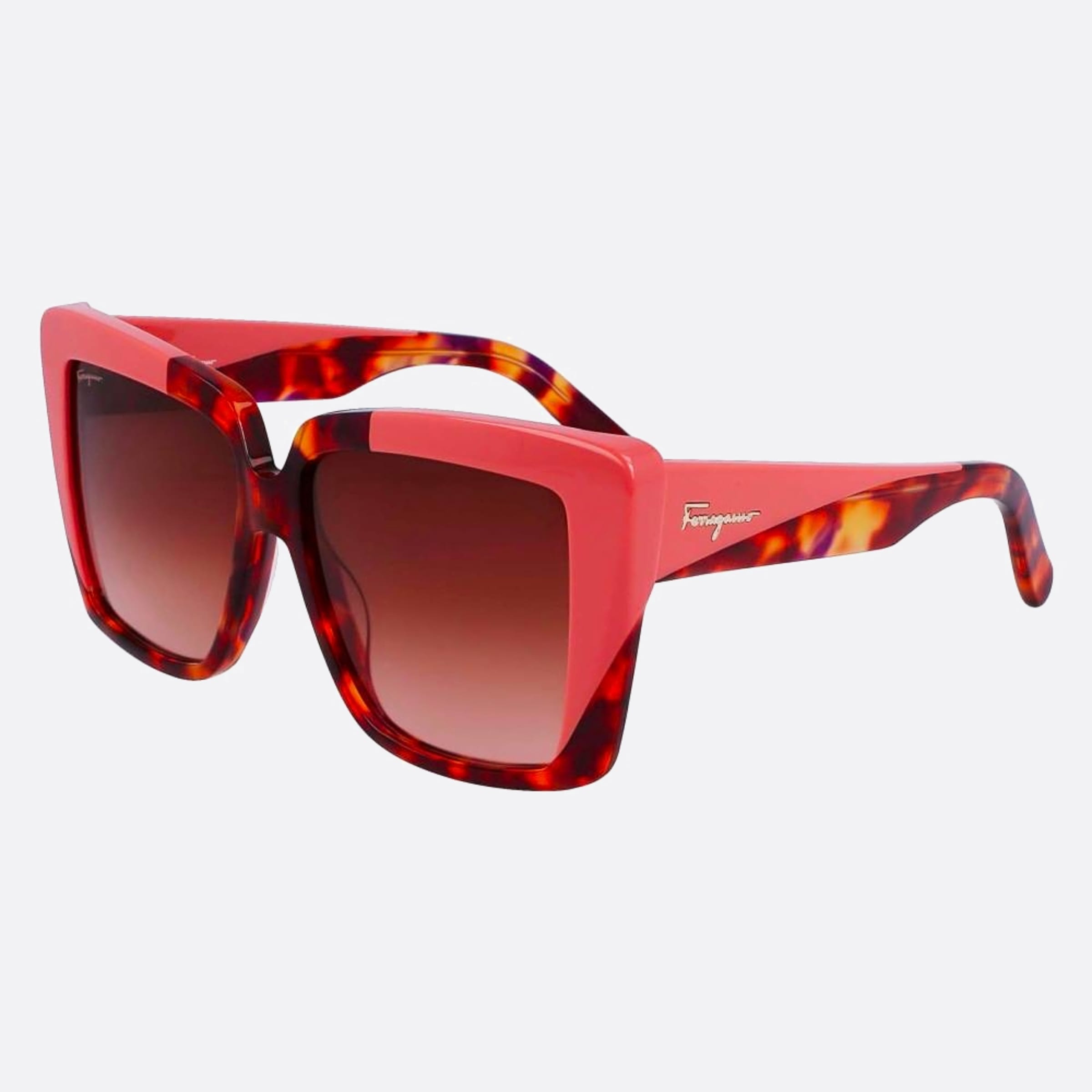 Salvatore 55mm Ferragamo Red Geometric Women Sunglasses - Side View