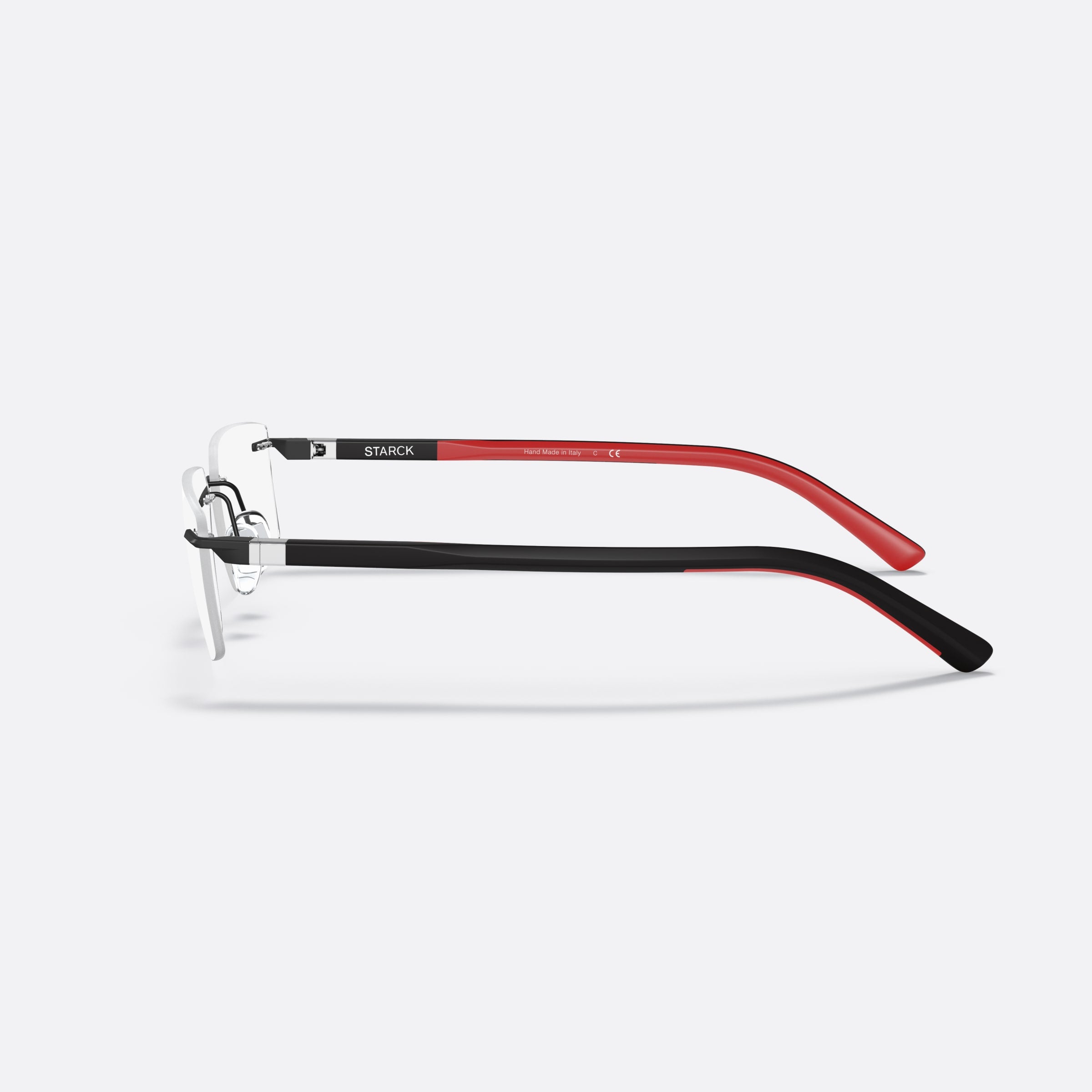 Starck 56mm Sh2064 Black Rectangular Men Eyeglasses - Detail View