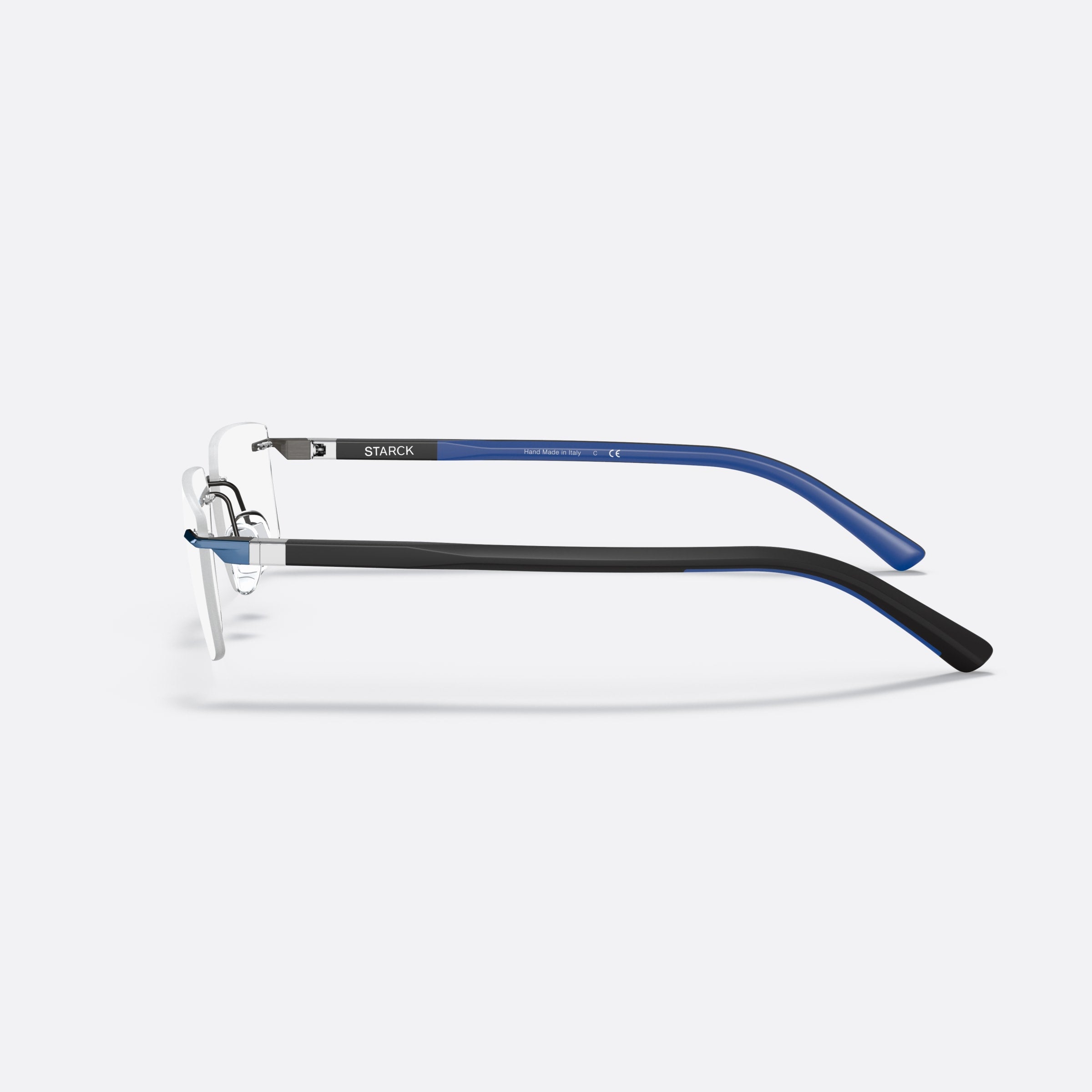 Starck 56mm Sh2064 Blue Rectangular Men Eyeglasses - Detail View