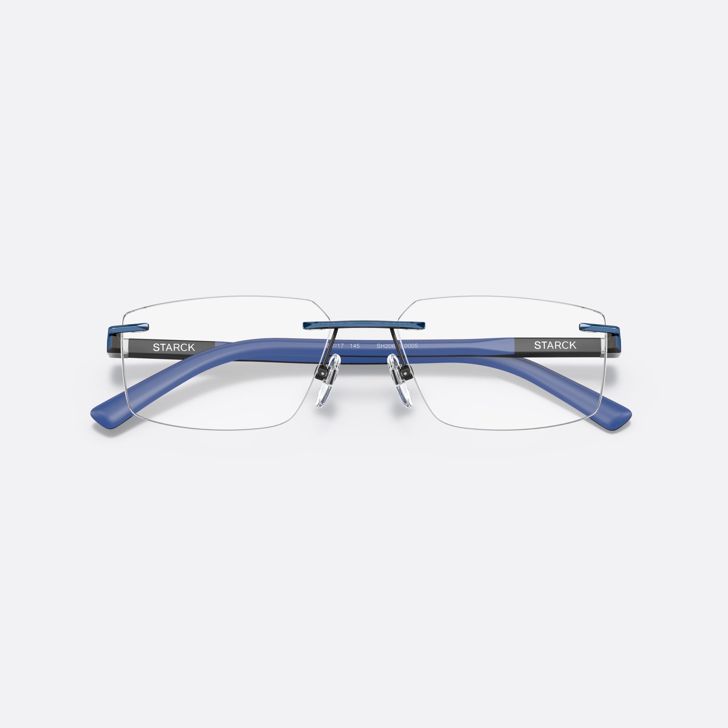 Starck 56mm Sh2064 Blue Rectangular Men Eyeglasses - Additional Angle