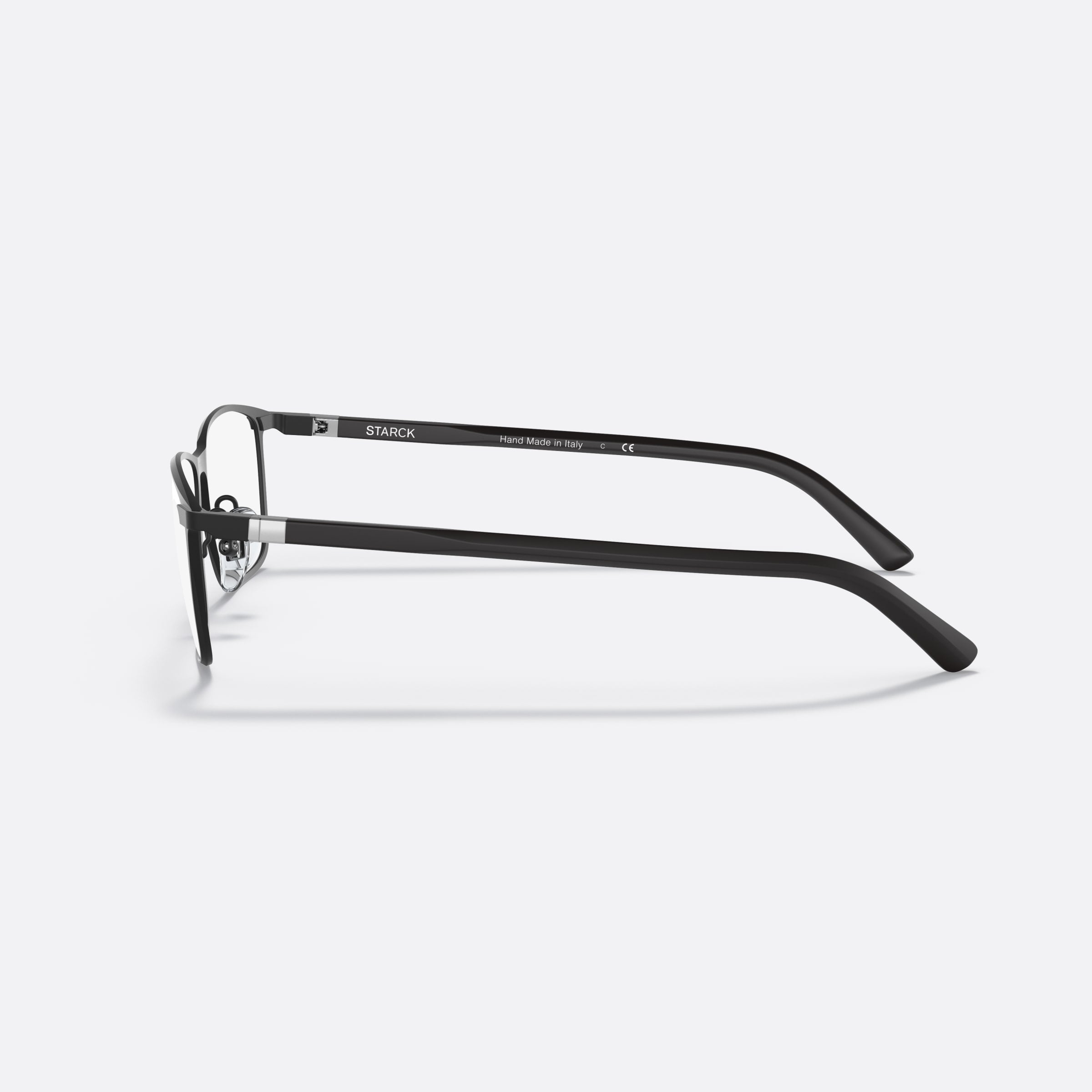Starck 57mm Sh2065 Black Rectangle Men Eyeglasses - Detail View