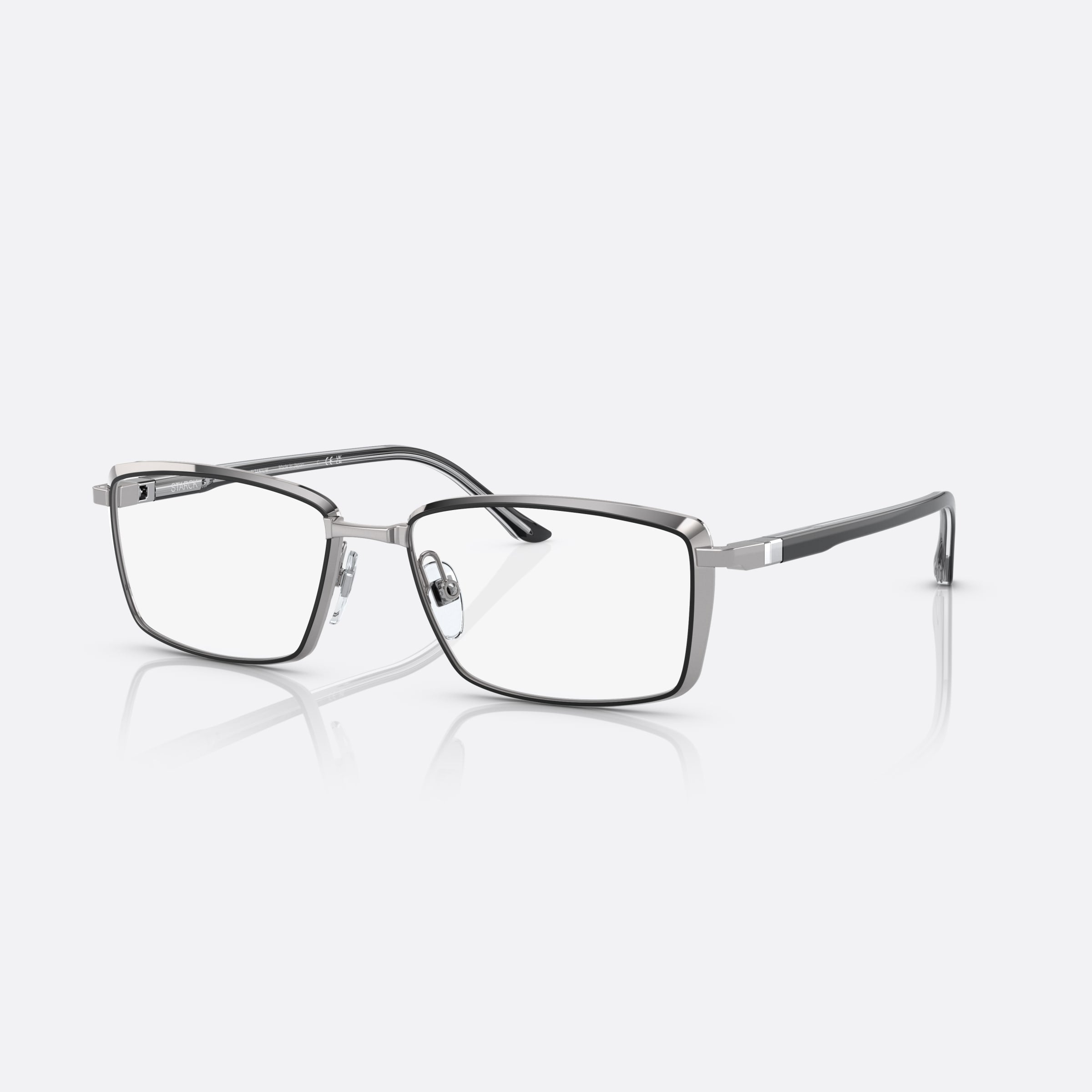 Starck 56mm Silver Rectangular Men Eyeglasses - Main View