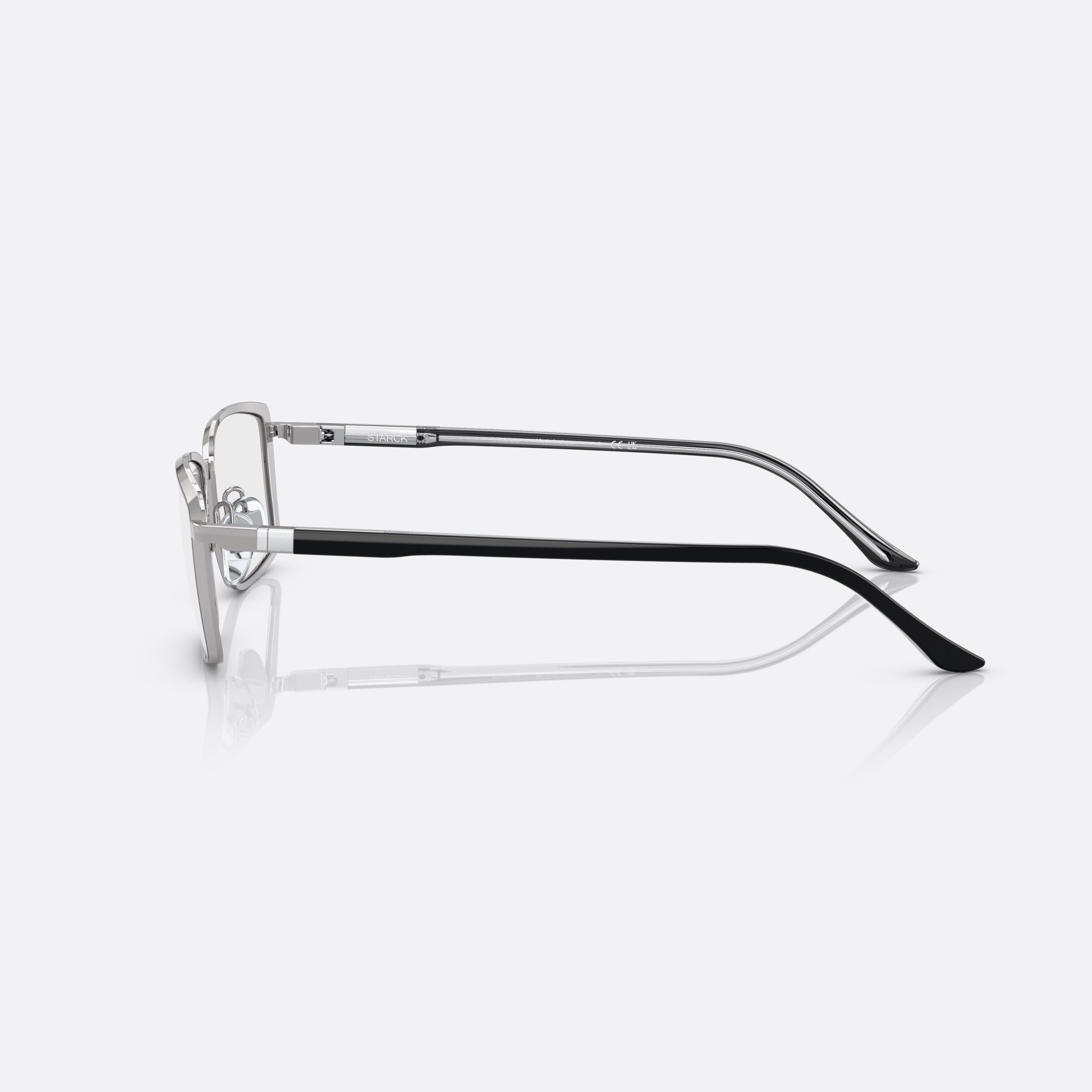 Starck 56mm Silver Rectangular Men Eyeglasses - Detail View