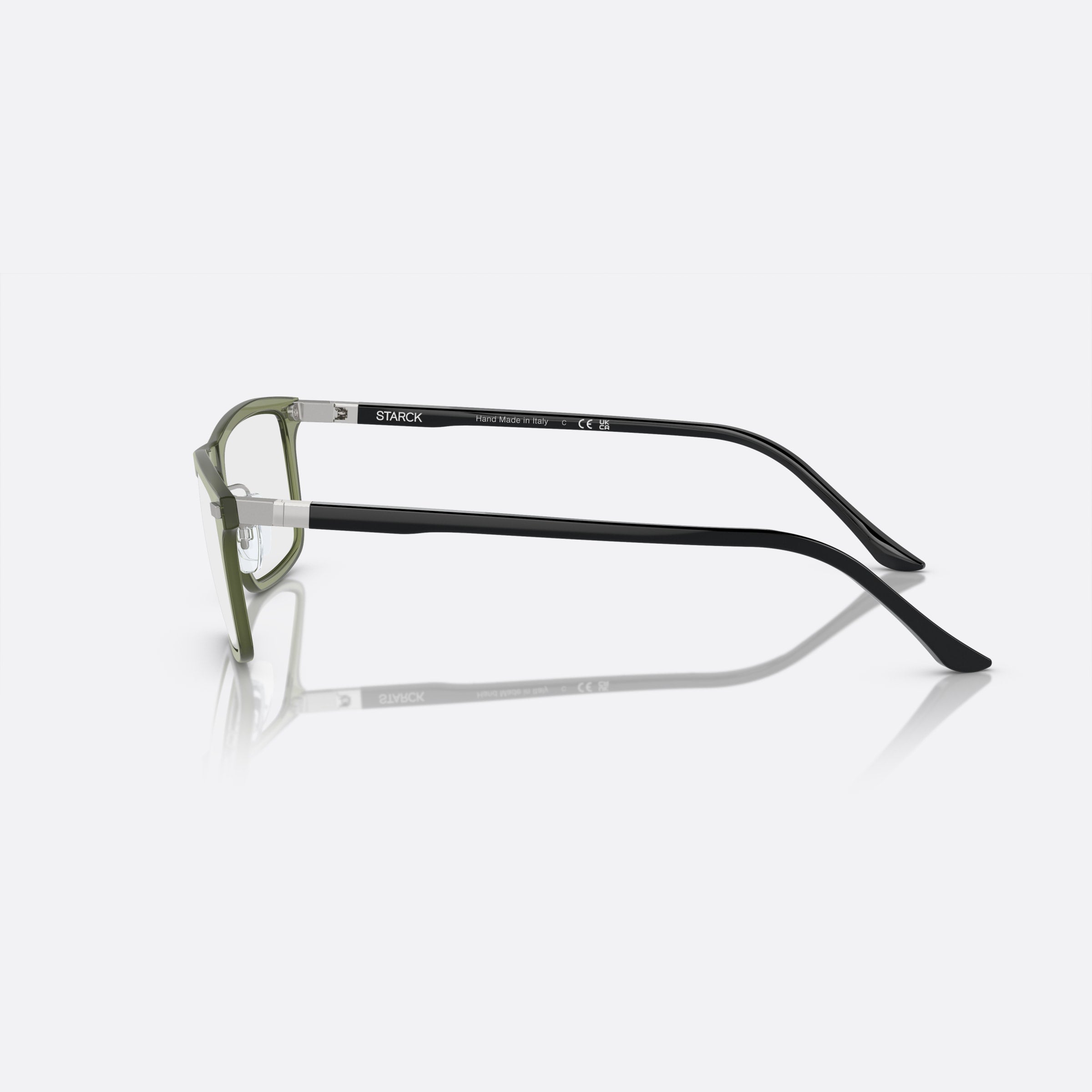 Starck 54mm Sh2081 Green Rectangular Men Eyeglasses - Detail View