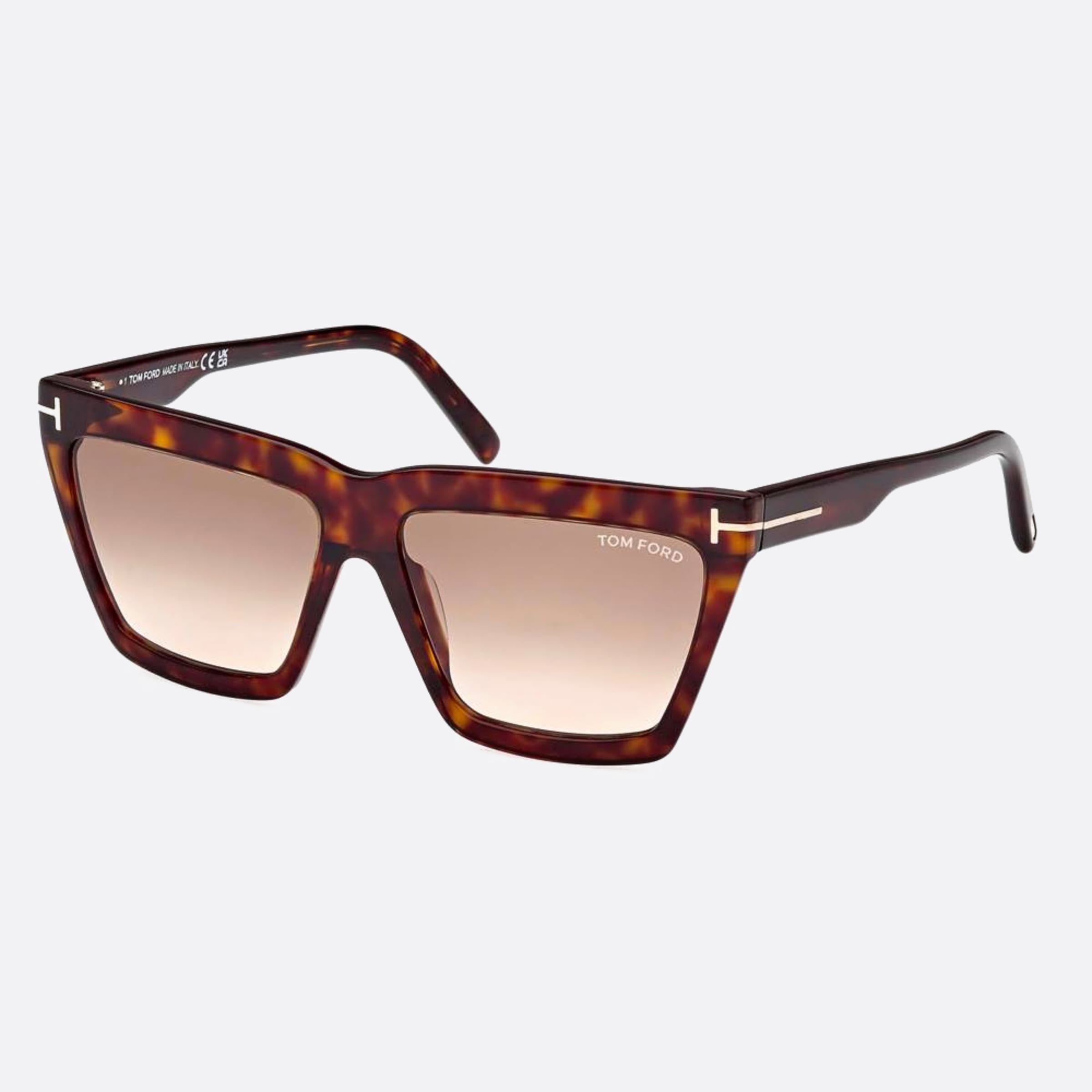 Tom 56mm Ford Eden 52f Havana Geometric Women Sunglasses - Side View