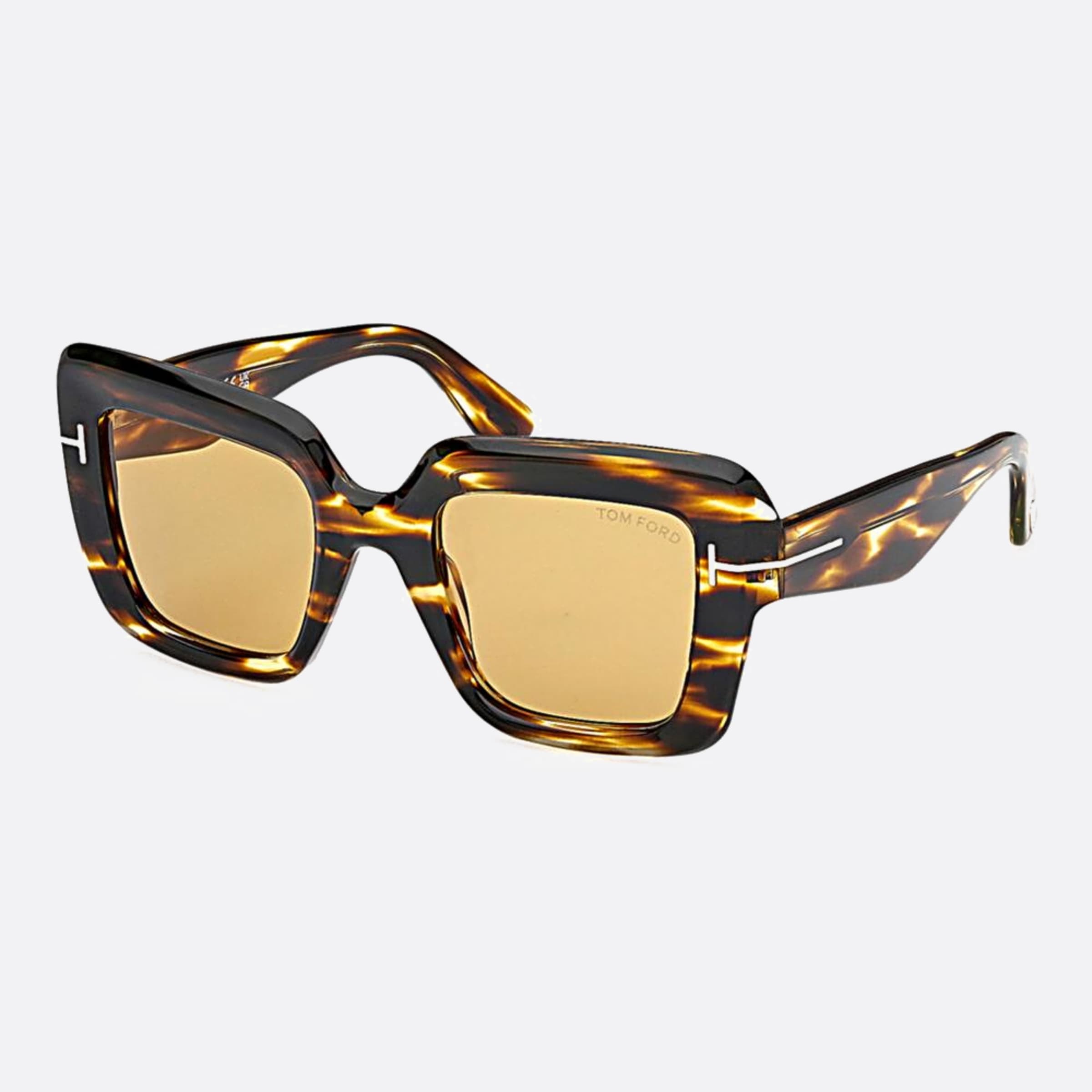Tom 50mm Ford Esme Ft1157 52e Havana Oversize Women Sunglasses - Side View