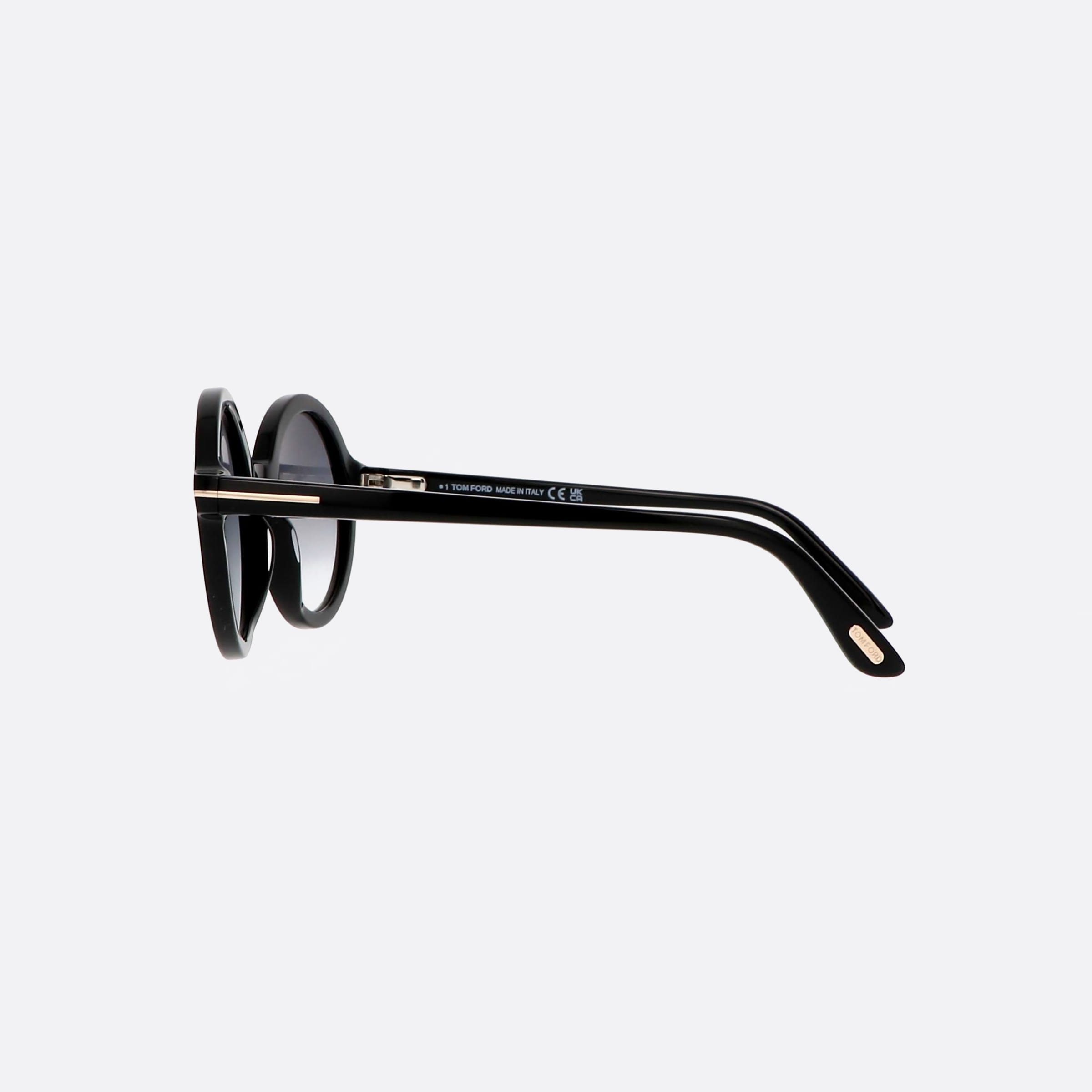 Tom 52mm Ford Ft0602 Black Round Women Sunglasses - Detail View
