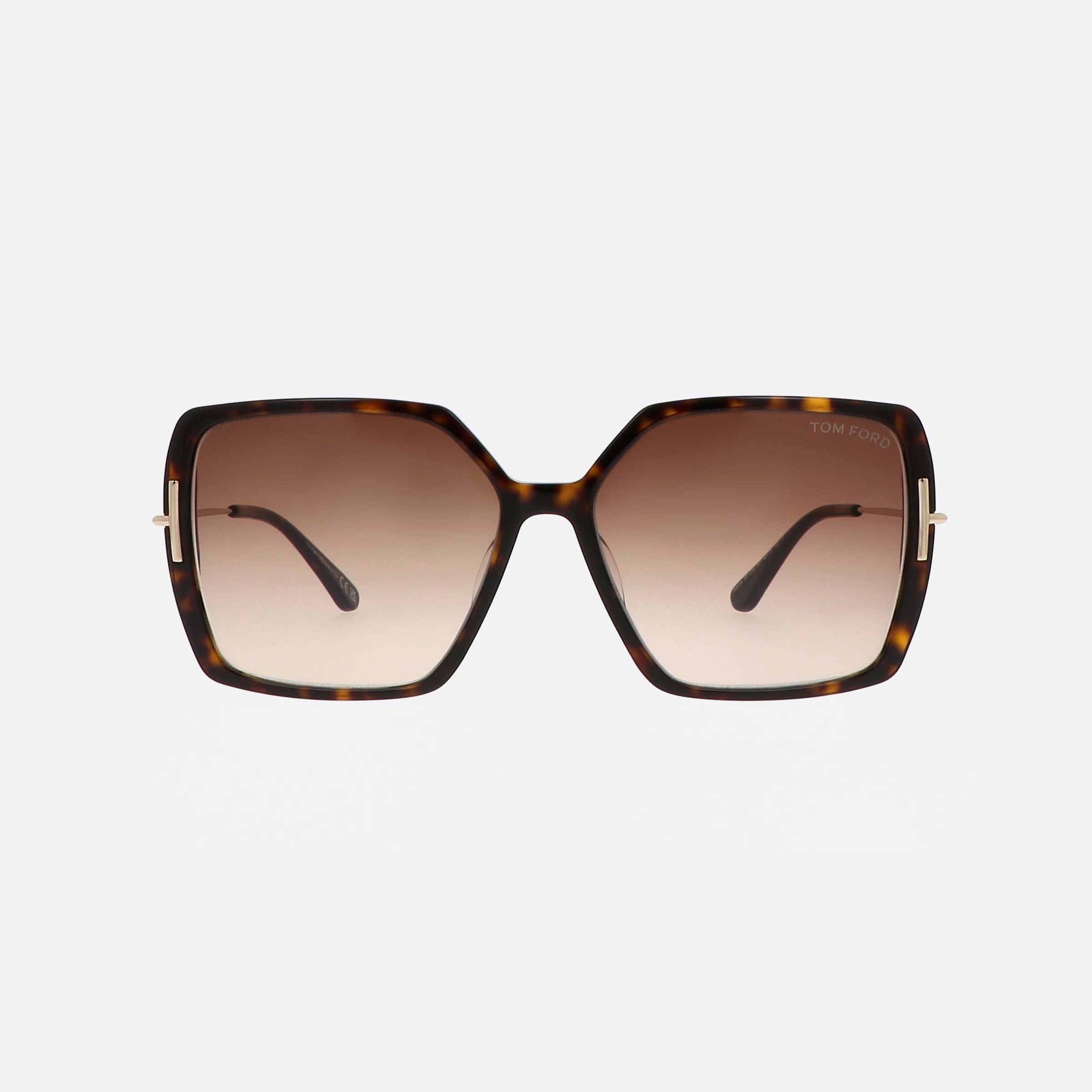 Tom 59mm Ford Ft1039 52f Tortoise Square Unisex Sunglasses - Side View