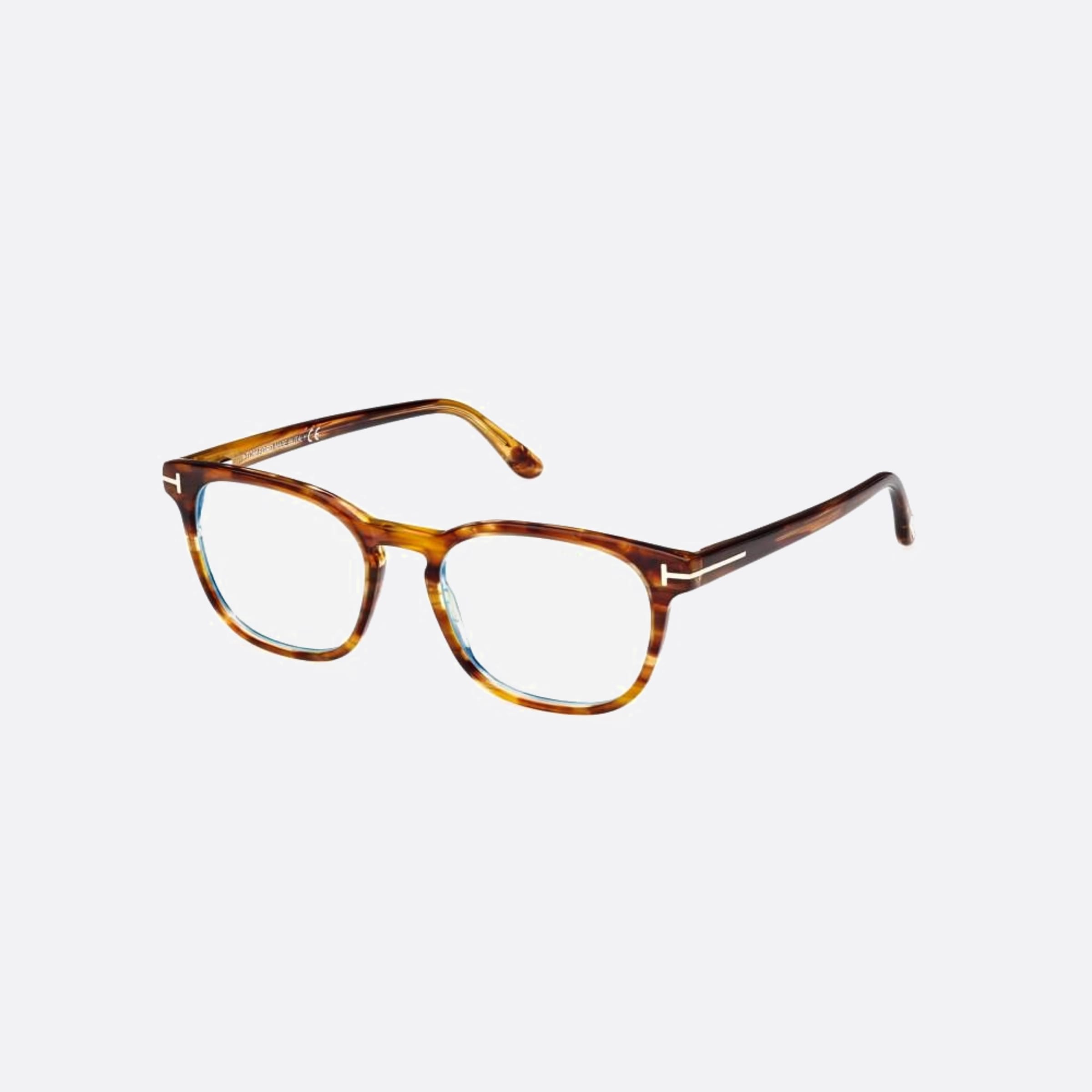Tom 53mm Ford Ft5868 Blue Block Brown Squared Men Eyeglasses - Side View