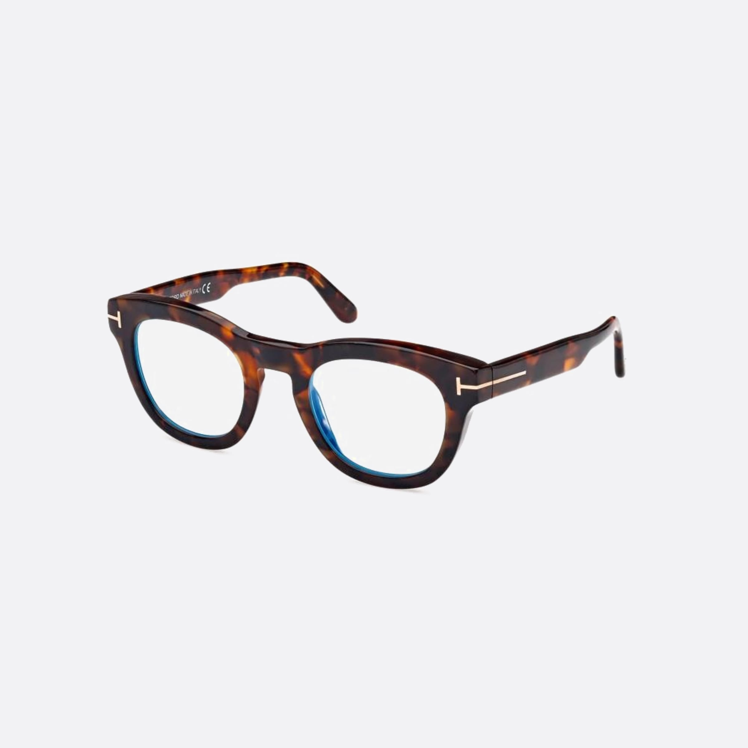 Tom 49mm Ford Ft5873 Blue Block Havana Squared Men Eyeglasses - Side View