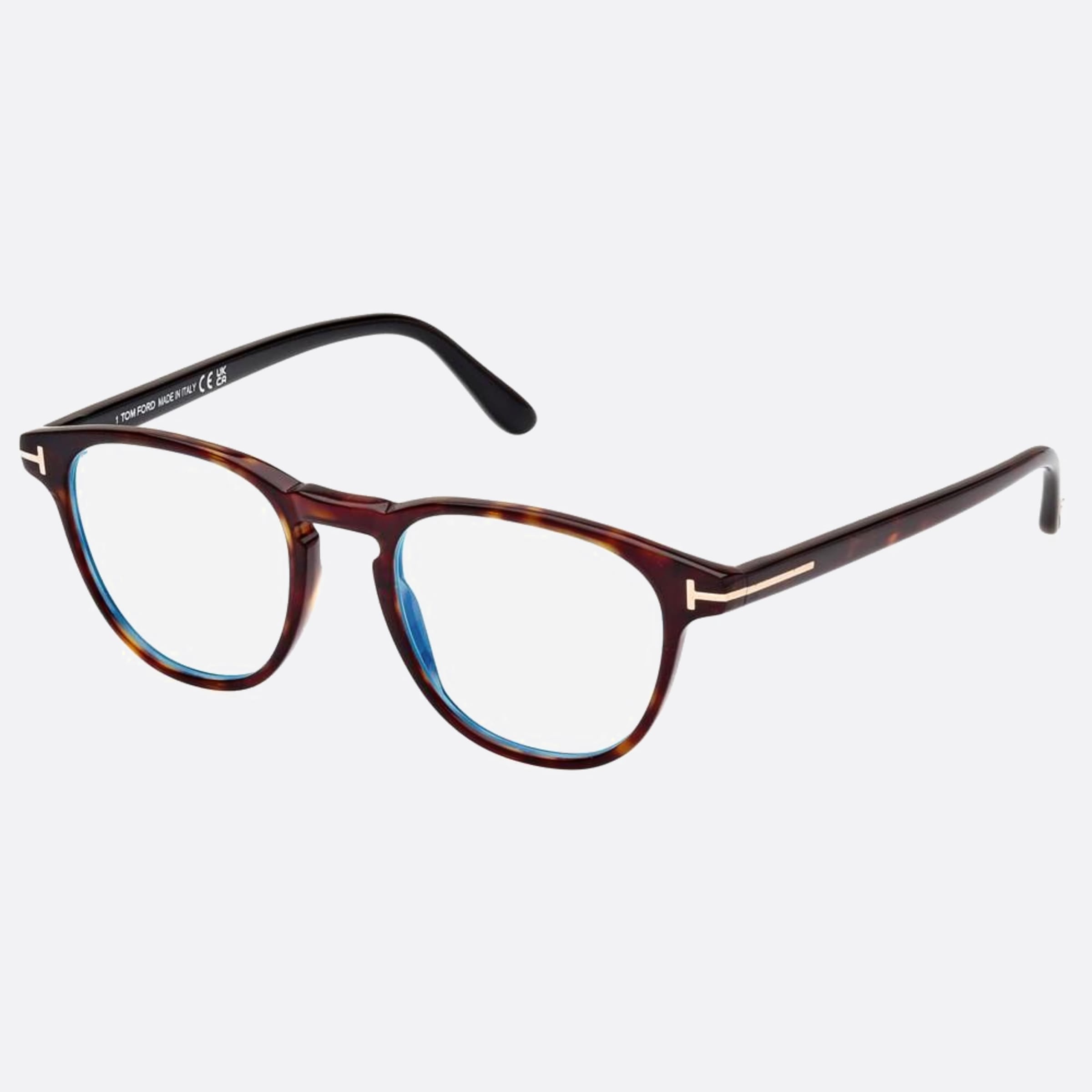 Tom 48mm Ford Ft5899 Blue Block Havana Squared Men Eyeglasses - Side View