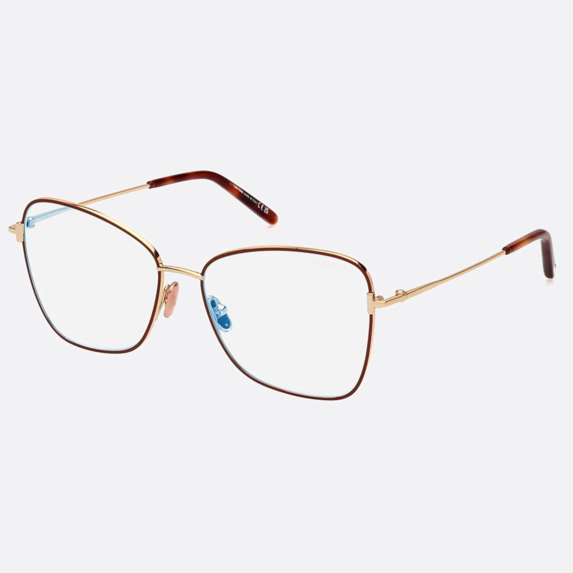 Tom 55mm Ford Ft5906 Blue Block Brown Butterfly Women Eyeglasses - Side View