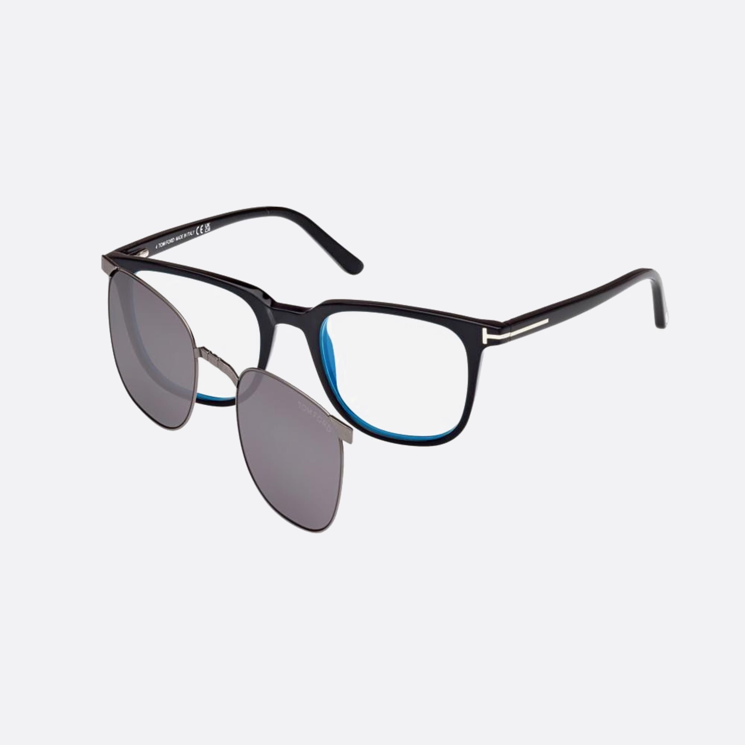 Tom 50mm Ford Ft5916 Blue Block Black Squared Unisex Eyeglasses - Side View