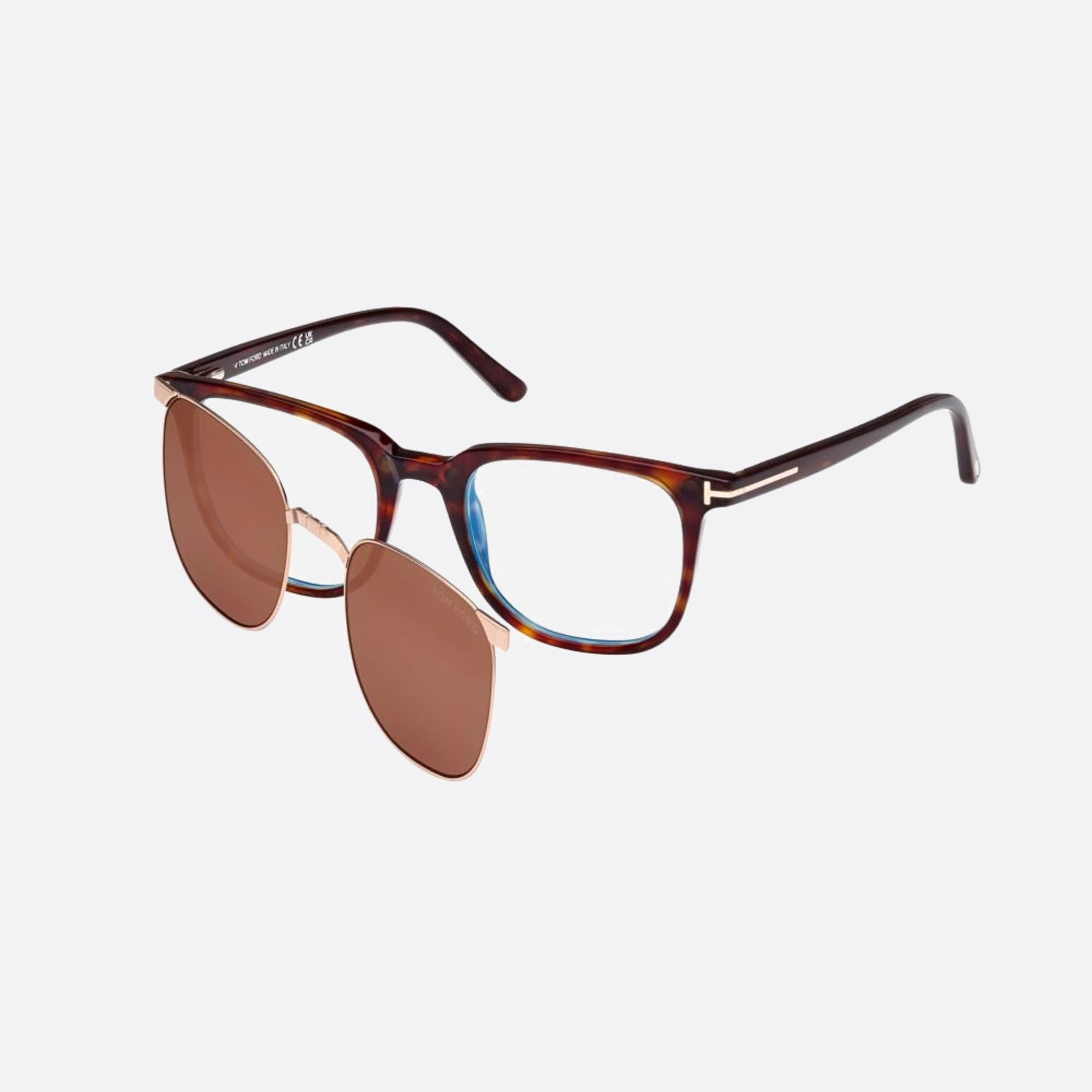 Tom 50mm Ford Ft5916 Blue Block Havana Squared Unisex Eyeglasses - Side View