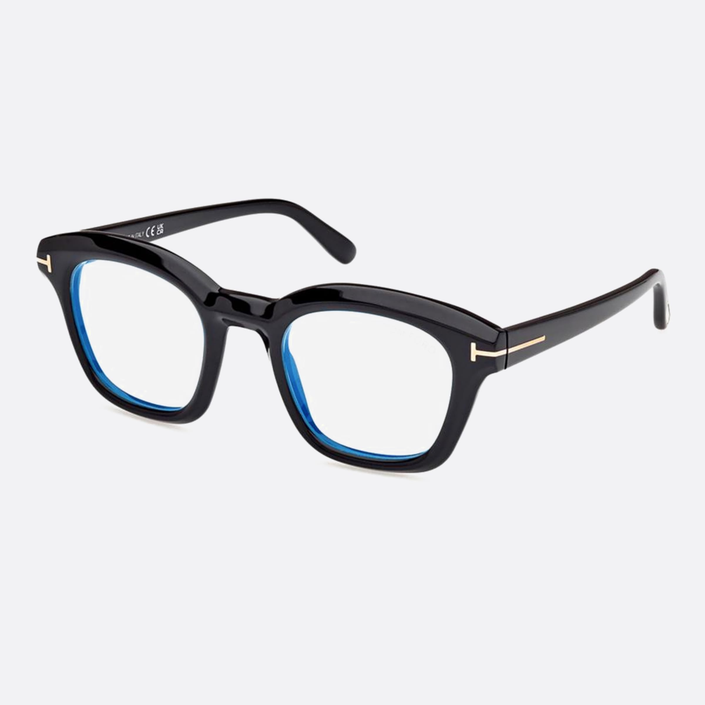 Tom 49mm Ford Ft5961 Black Geometric Unisex Eyeglasses - Side View