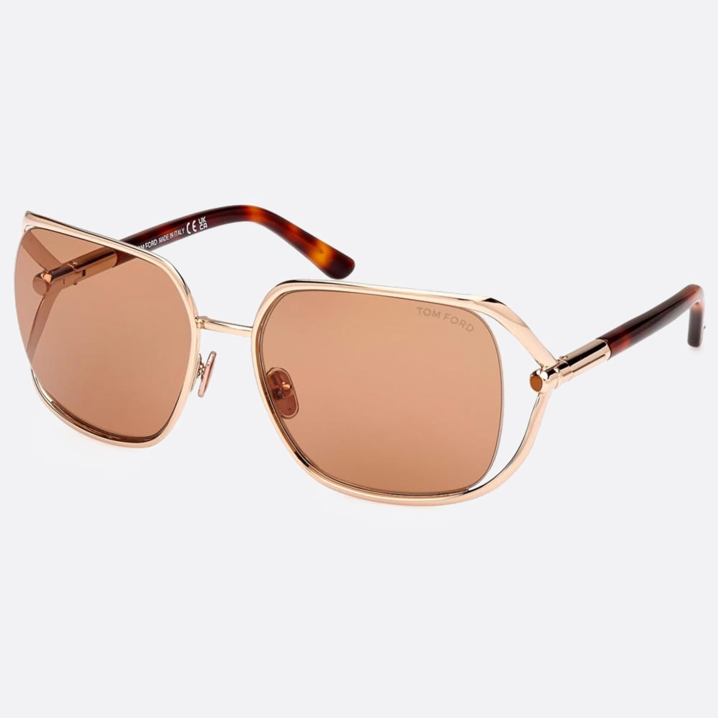 Tom 60mm Ford Goldie 28e Gold Butterfly Women Sunglasses - Side View