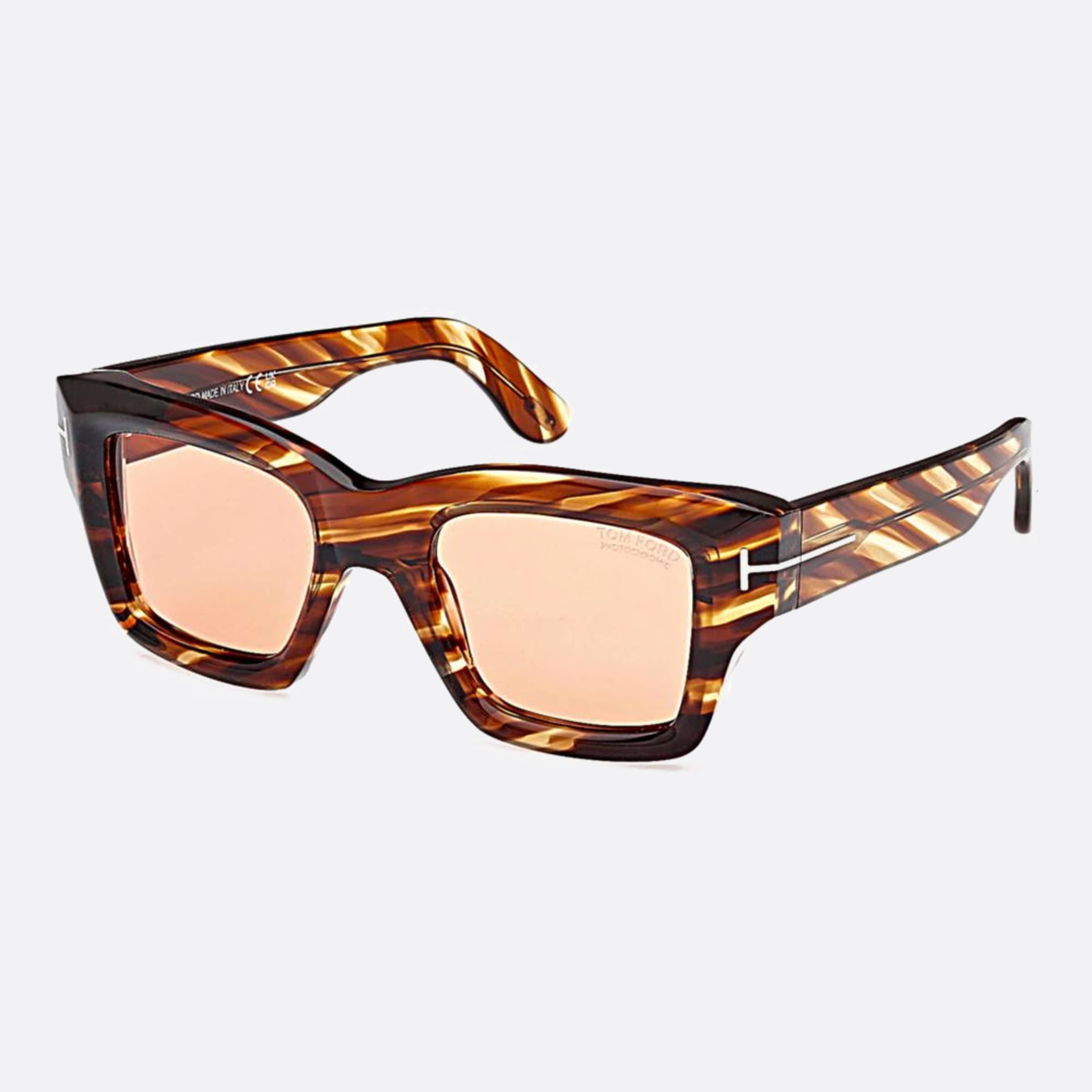 Tom 50mm Ford Ilias Ft1154 55e Havana Squared Men Sunglasses - Side View