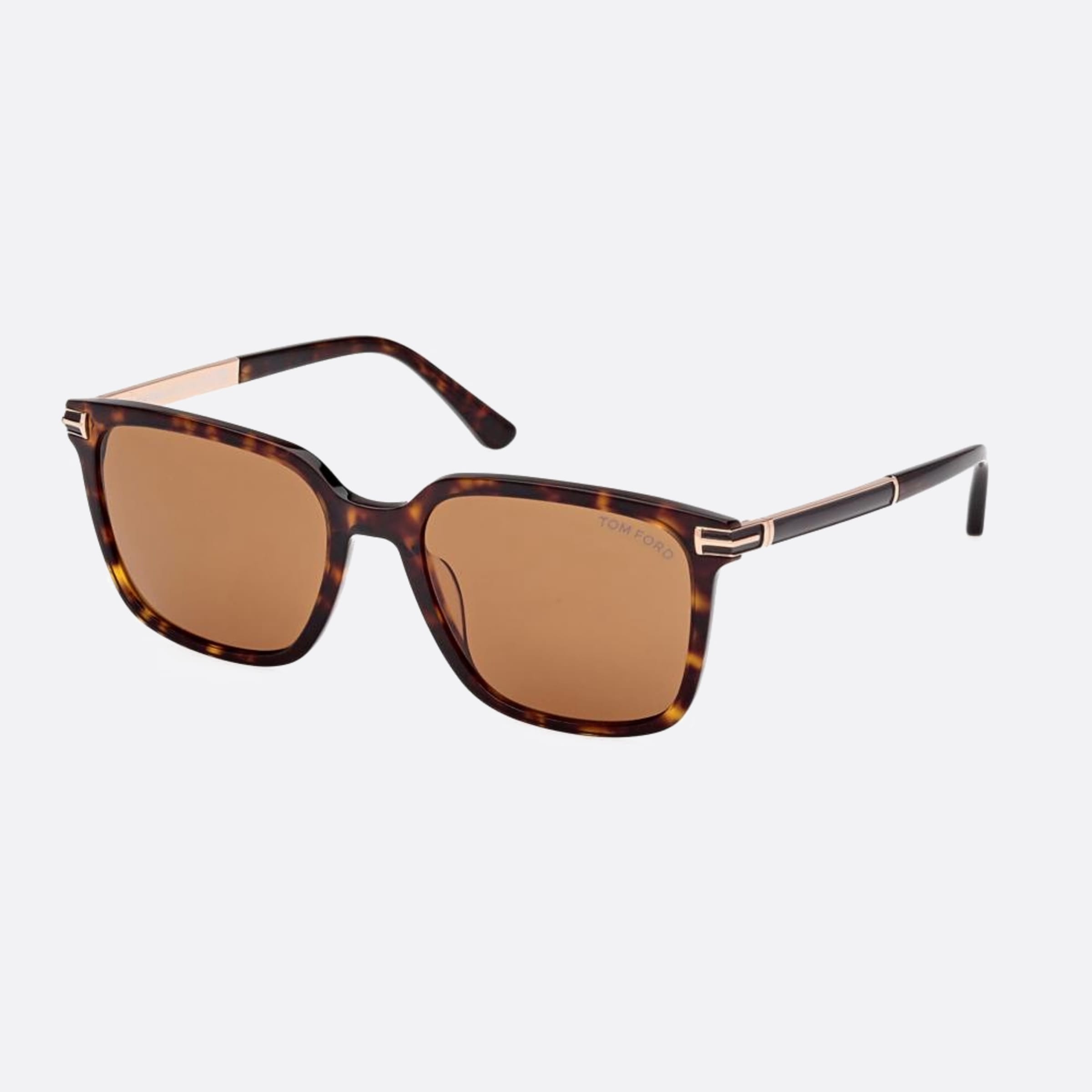 Tom 56mm Ford Jochem Ft1183 52e Havana Squared Unisex Sunglasses - Side View