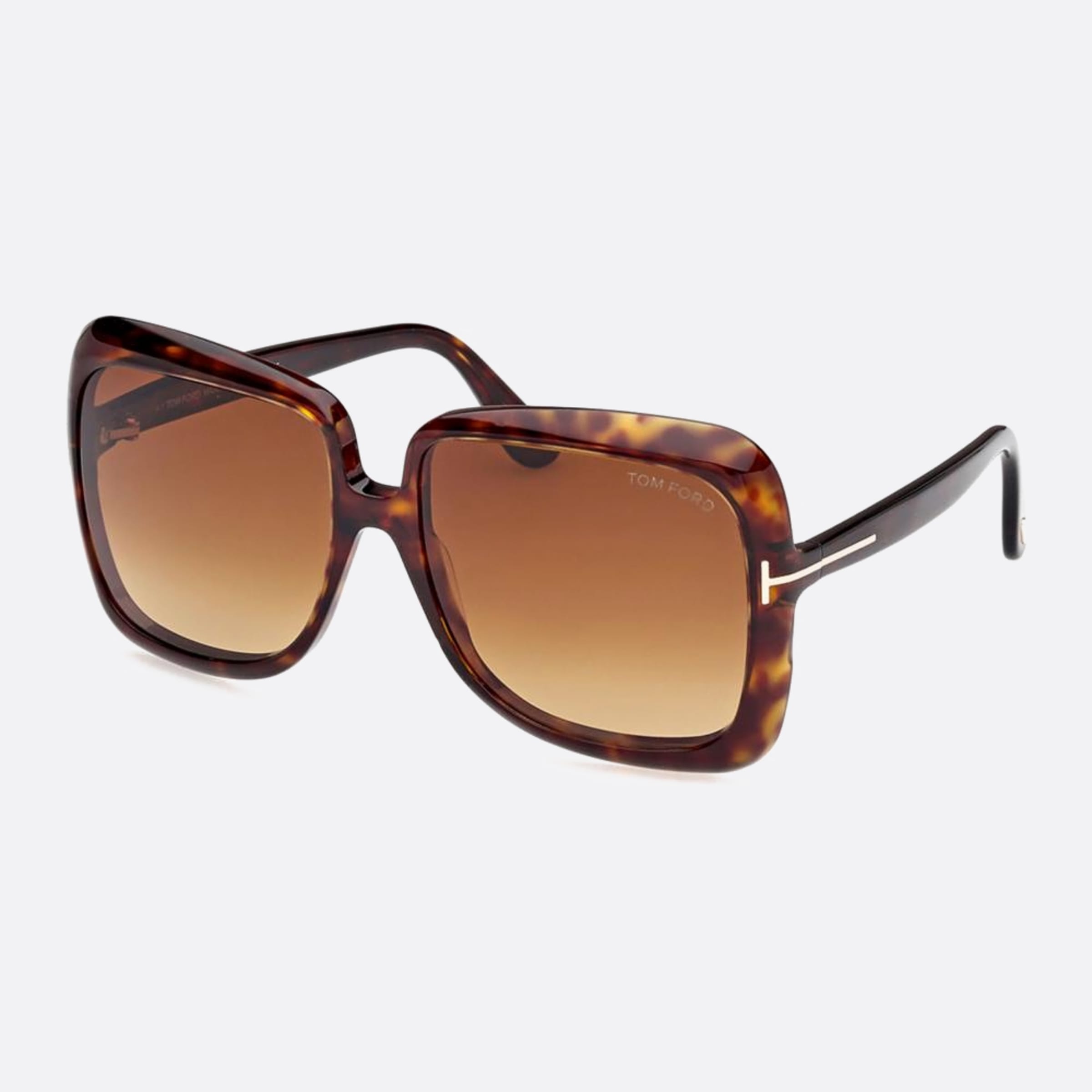 Tom 59mm Ford Lorelai Ft1156 52f Havana Oversize Women Sunglasses - Side View