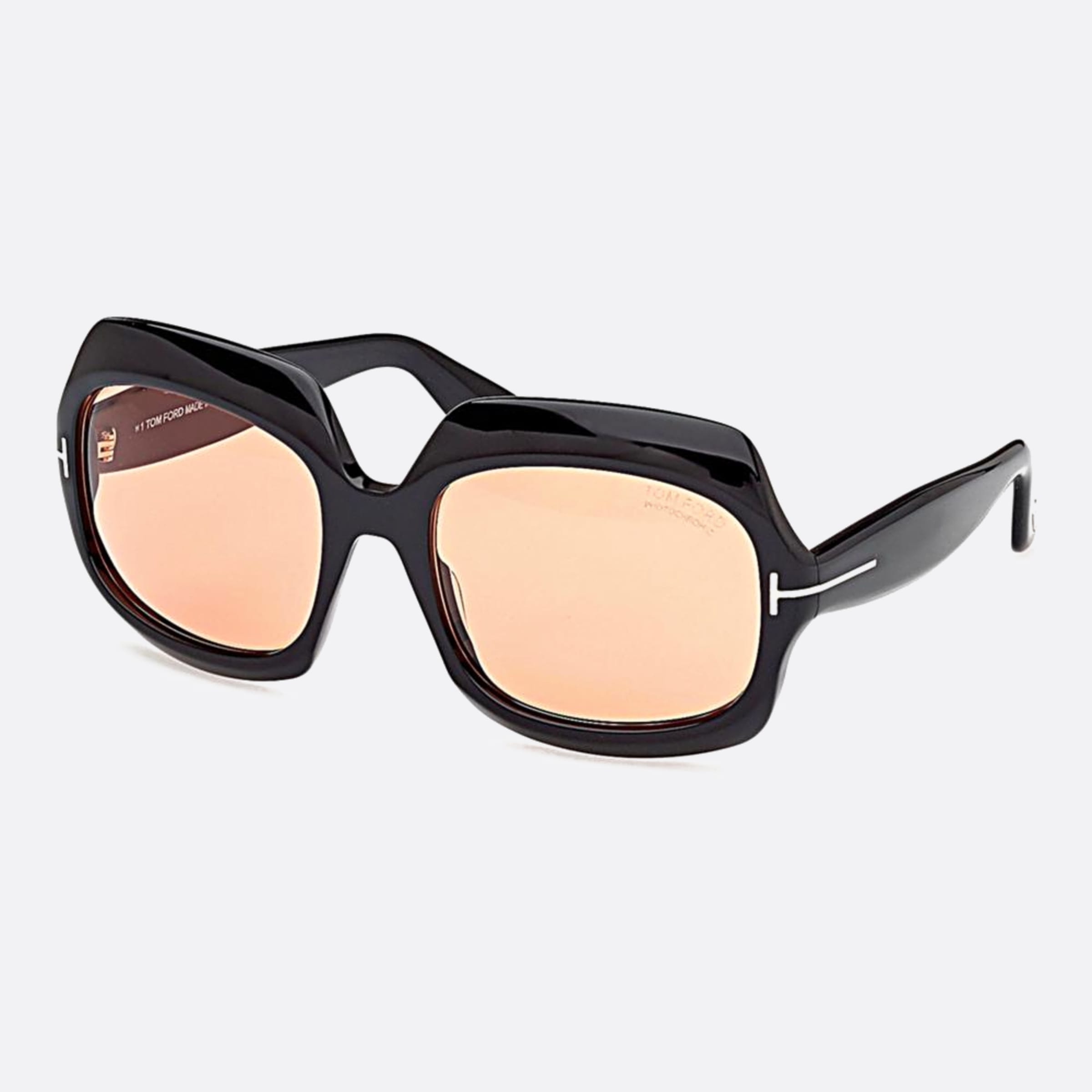 Tom 60mm Ford Ren Ft1155 05e Black Squared Women Sunglasses - Side View