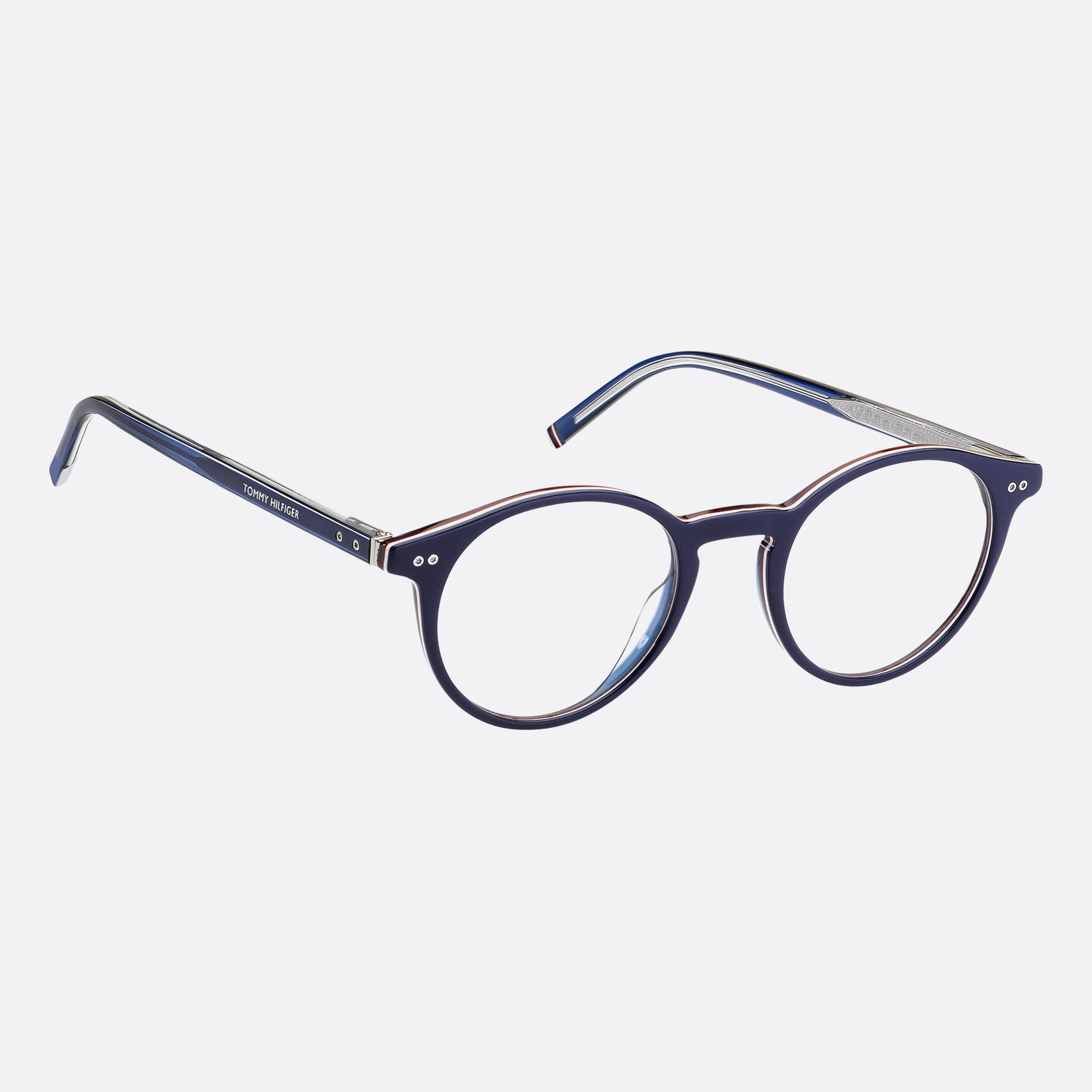 Tommy 49mm Hilfiger Pjp Blue Round Men Eyeglasses - Detail View
