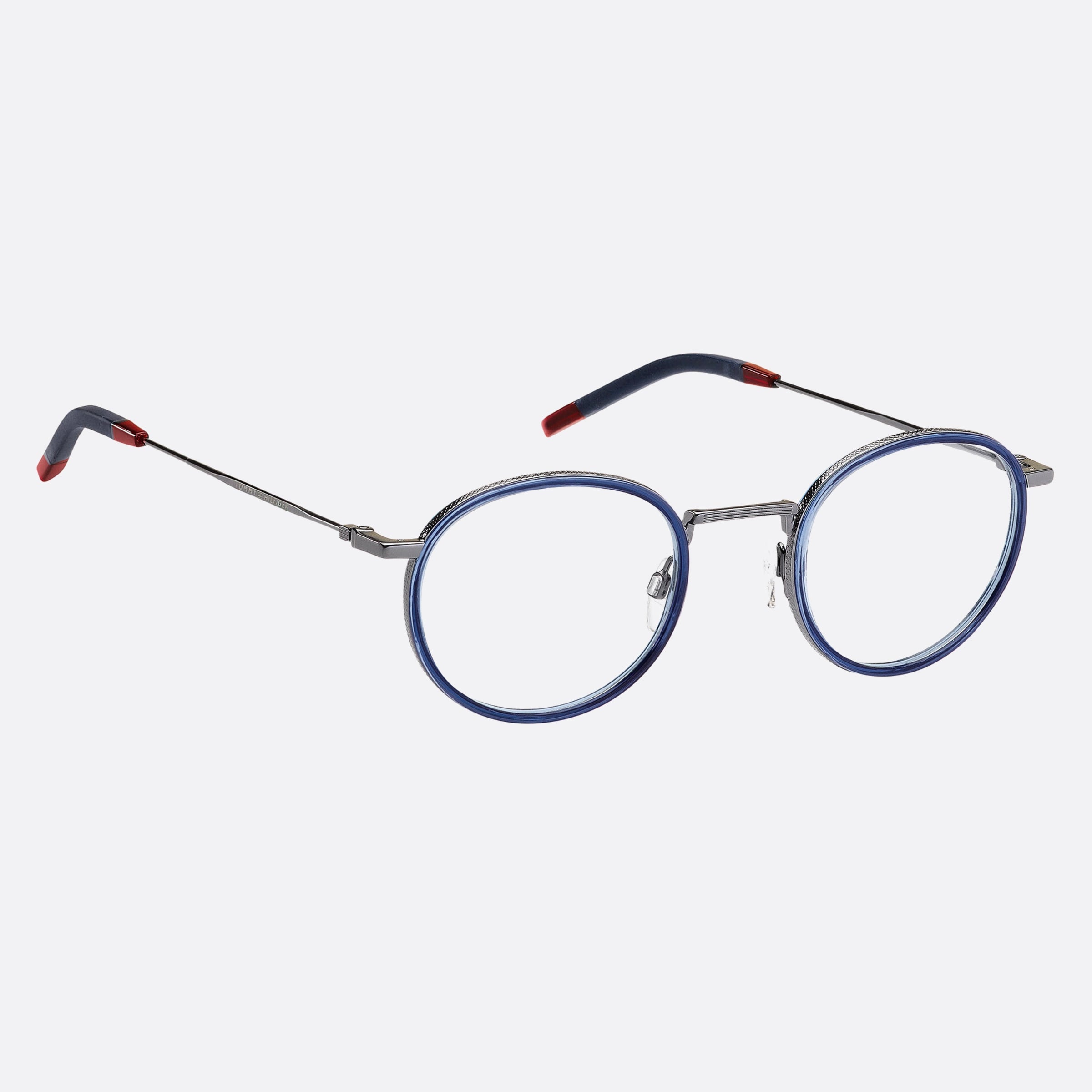 Tommy 49mm Hilfiger Pjp Blue Round Men Eyeglasses - Detail View