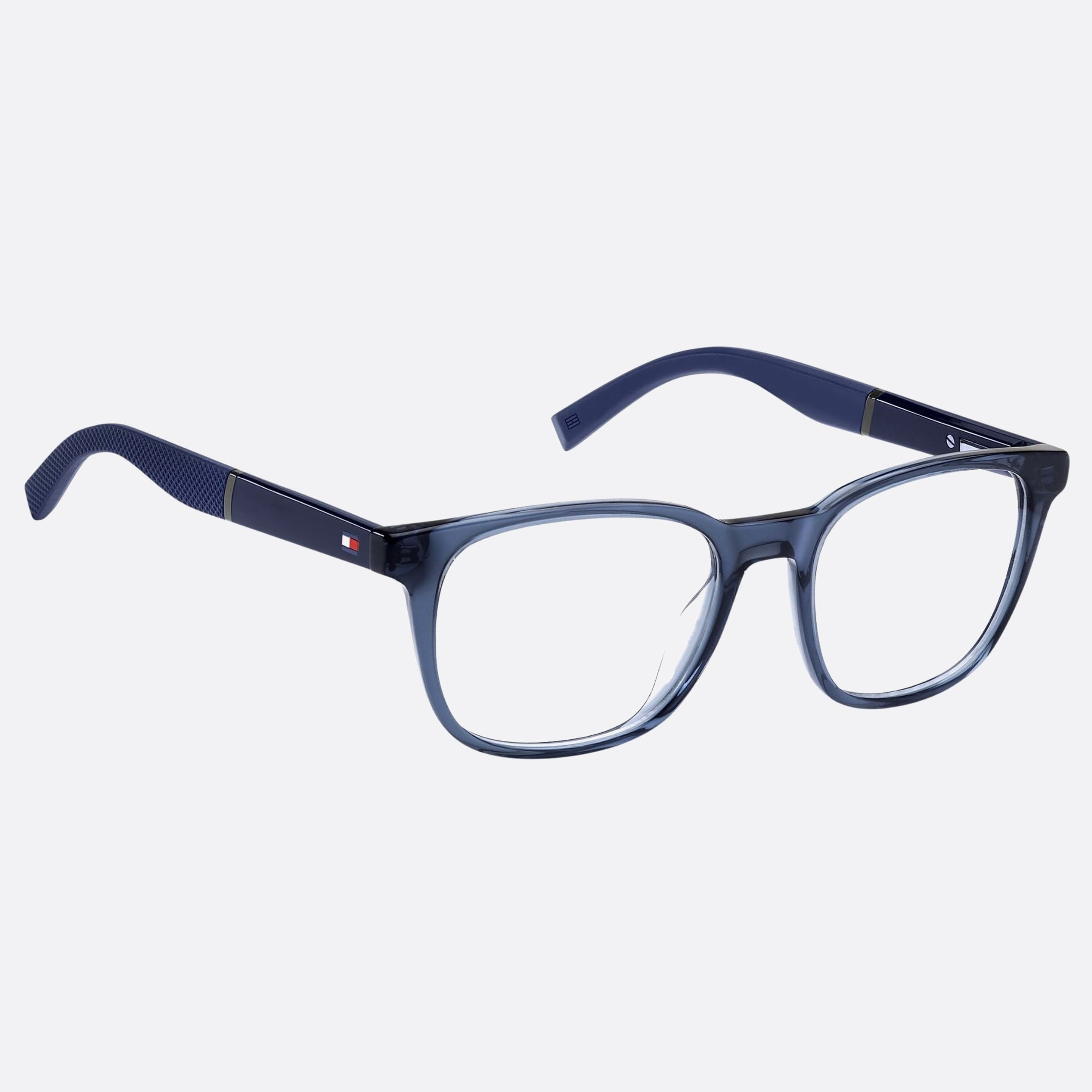Tommy 51mm Hilfiger Xw0 Blue Geometric Men Eyeglasses - Detail View