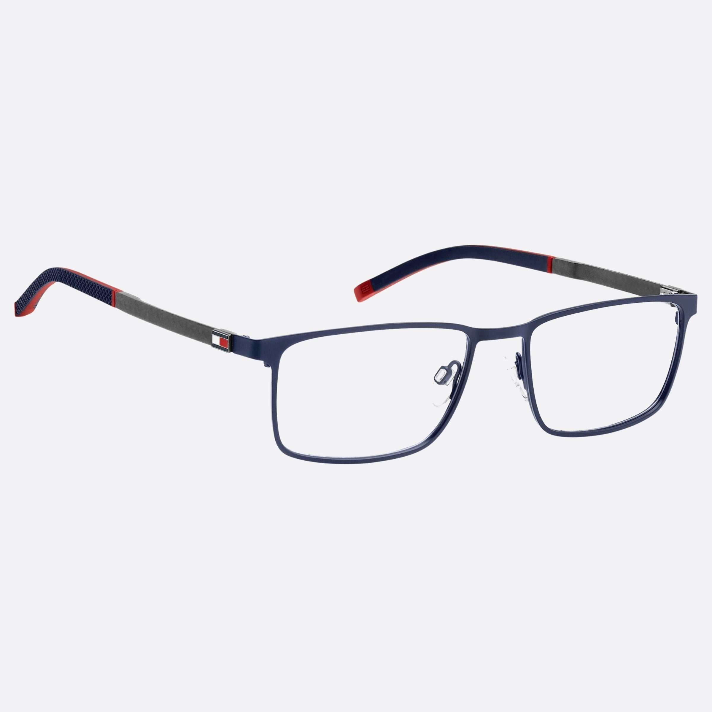 Tommy 56mm Hilfiger Fll Blue Geometric Men Eyeglasses - Detail View