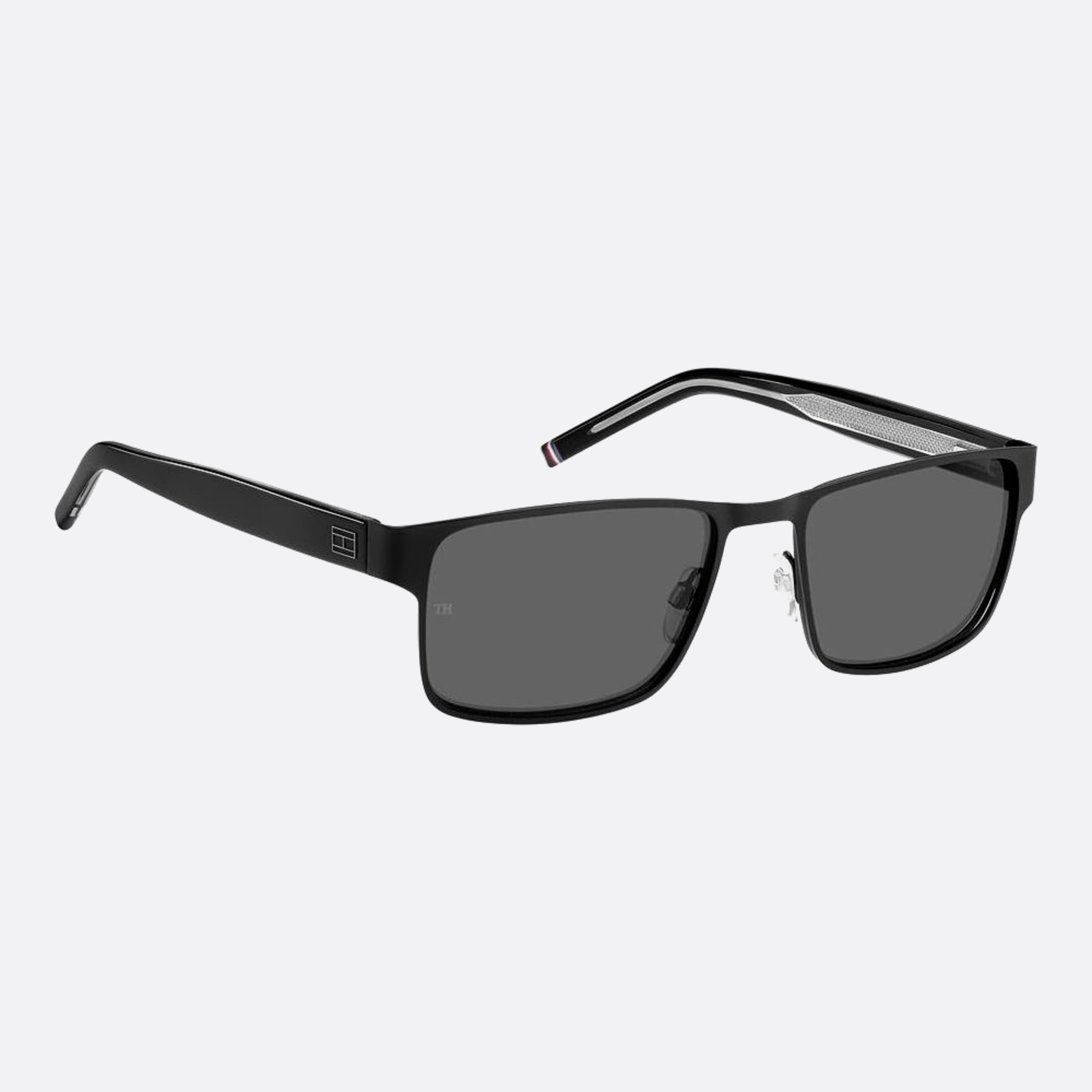 Tommy 57mm Hilfiger Black Geometric Men Sunglasses - Lifestyle Shot