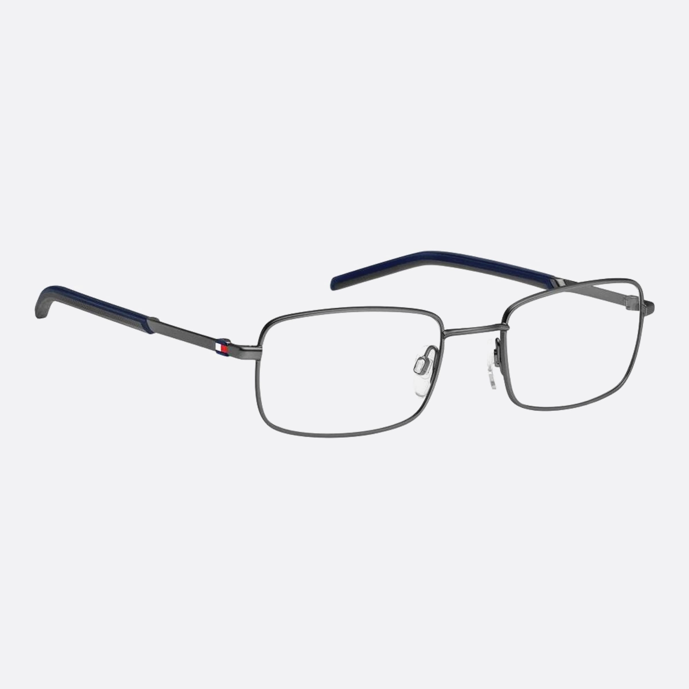 Tommy 52mm Hilfiger R80 Grey Geometric Men Eyeglasses - Detail View