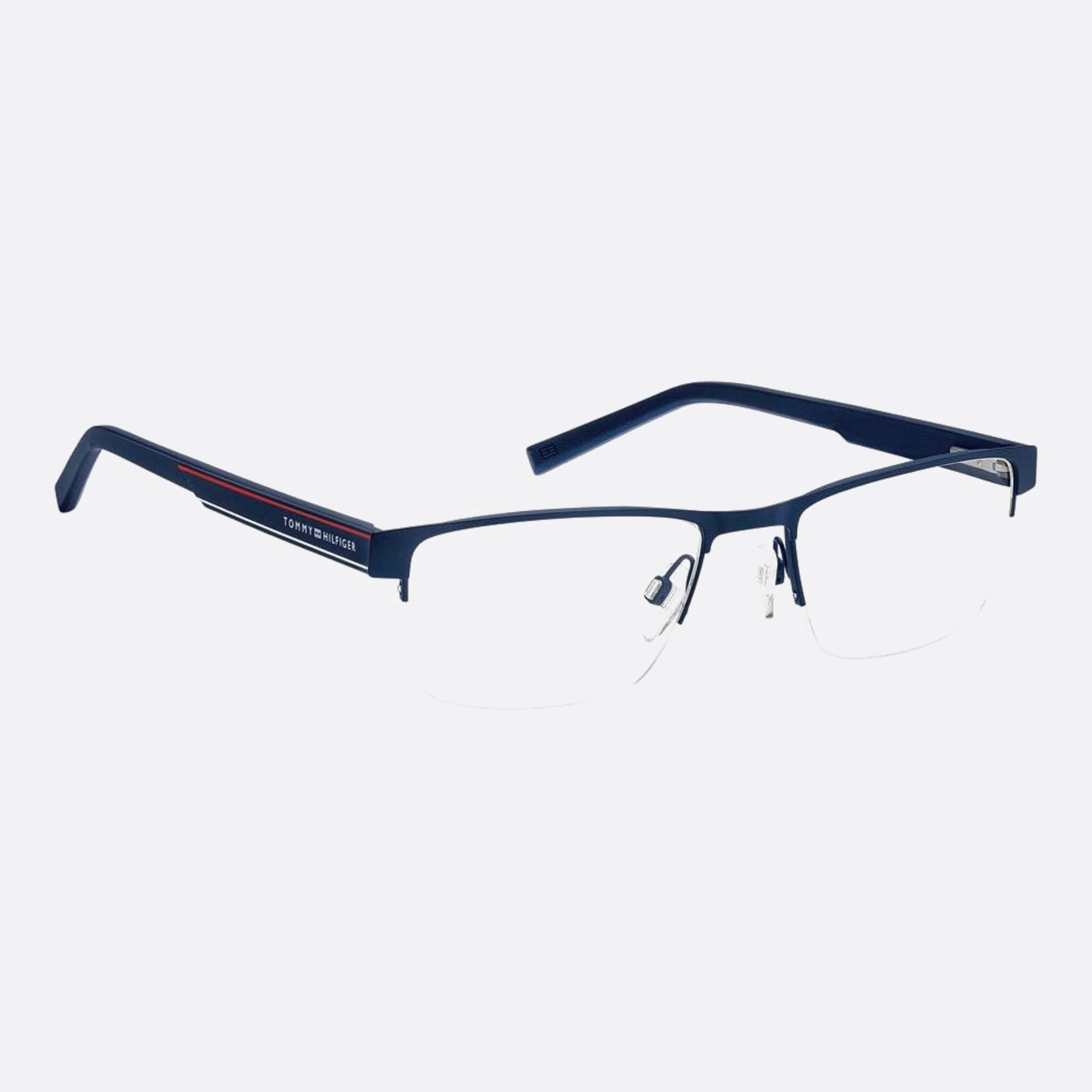 Tommy 53mm Hilfiger Fll Blue Geometric Men Eyeglasses - Detail View