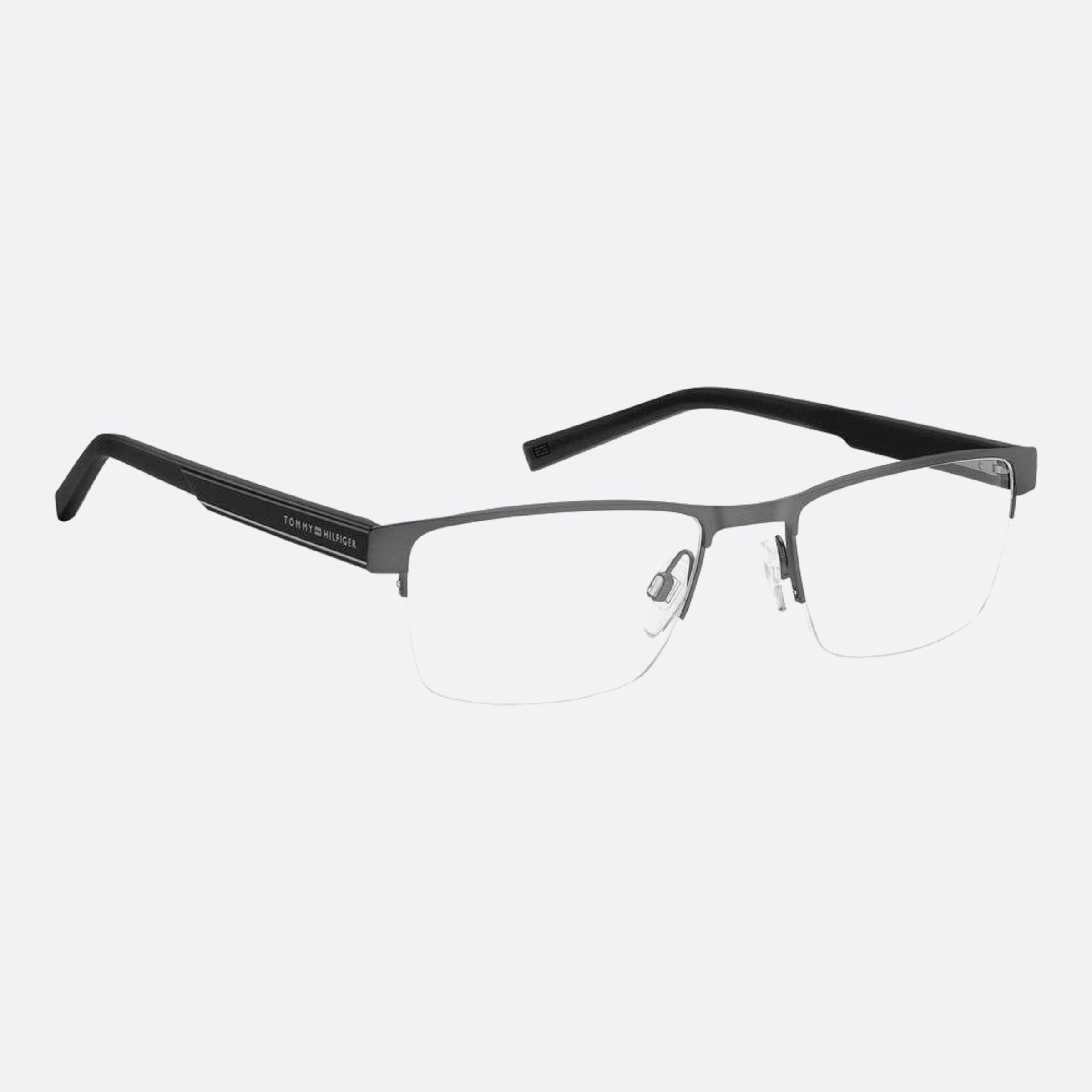 Tommy 53mm Hilfiger R80 Ruthenium Geometric Men Eyeglasses - Detail View