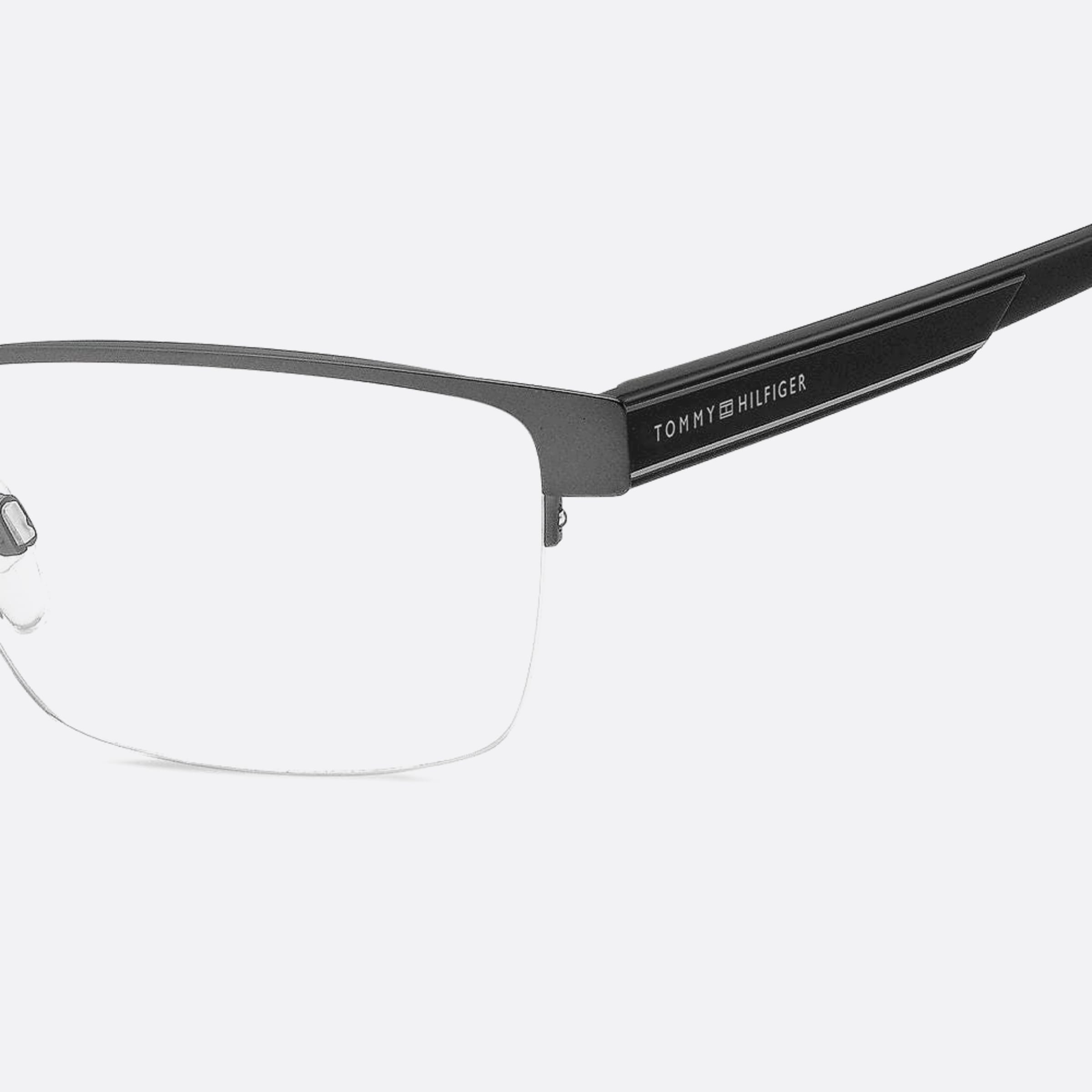 Tommy 53mm Hilfiger R80 Ruthenium Geometric Men Eyeglasses - Lifestyle Shot