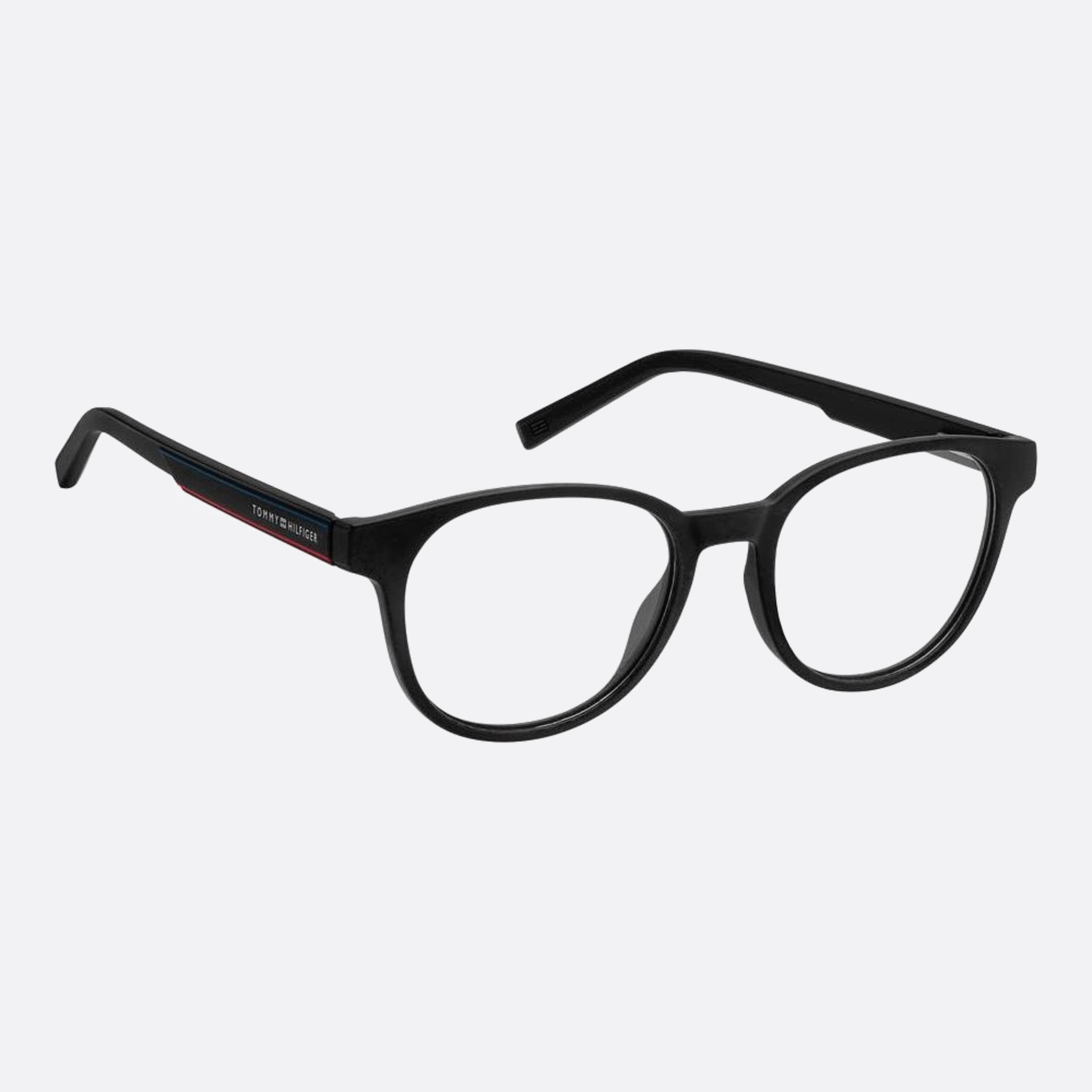 Tommy 50mm Hilfiger Black Round Men Eyeglasses - Detail View