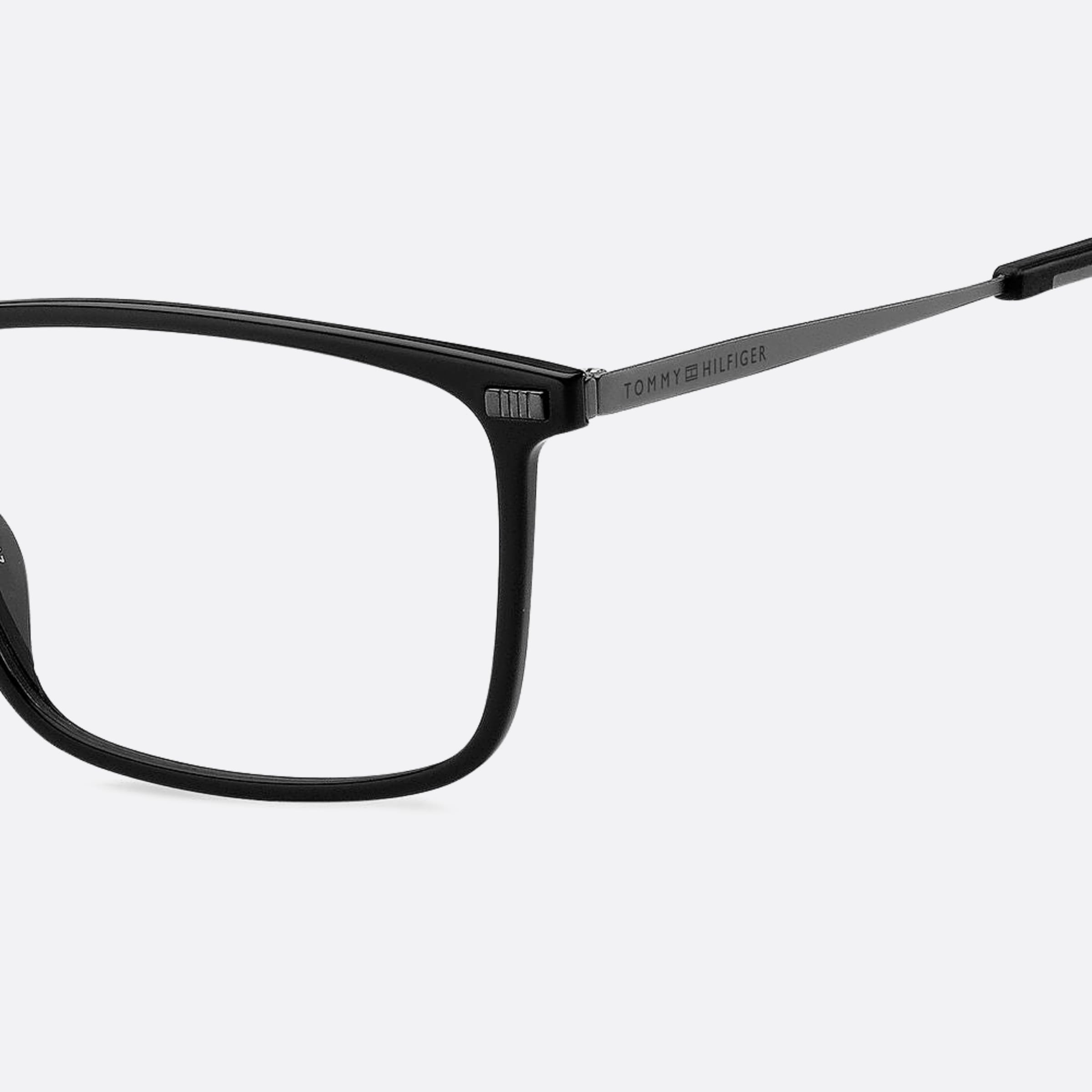 Tommy 56mm Hilfiger Black Squared Men Eyeglasses - Detail View