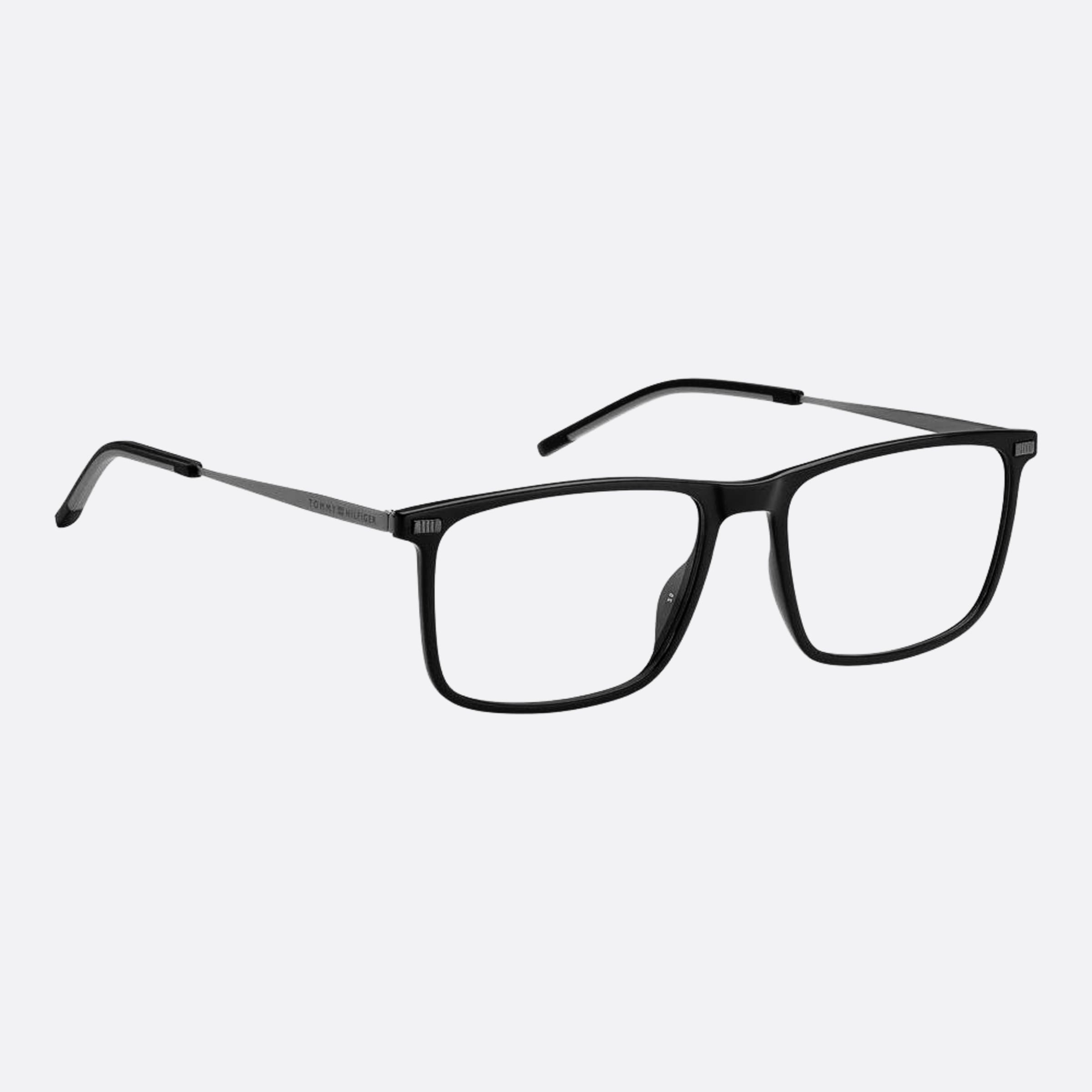 Tommy 56mm Hilfiger Black Squared Men Eyeglasses - Lifestyle Shot
