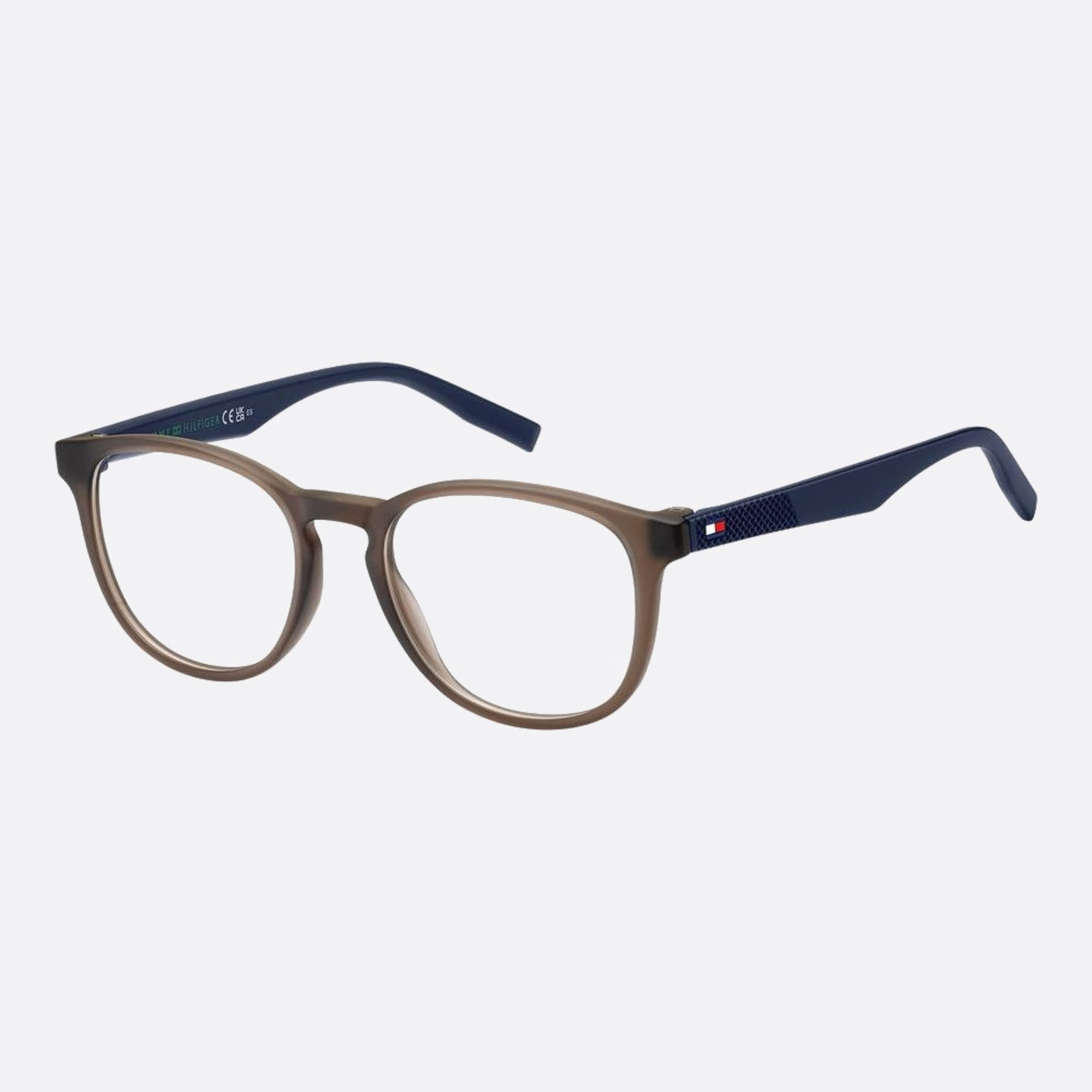 Tommy 48mm Hilfiger 4in Brown Geometric Unisex Eyeglasses - Side View