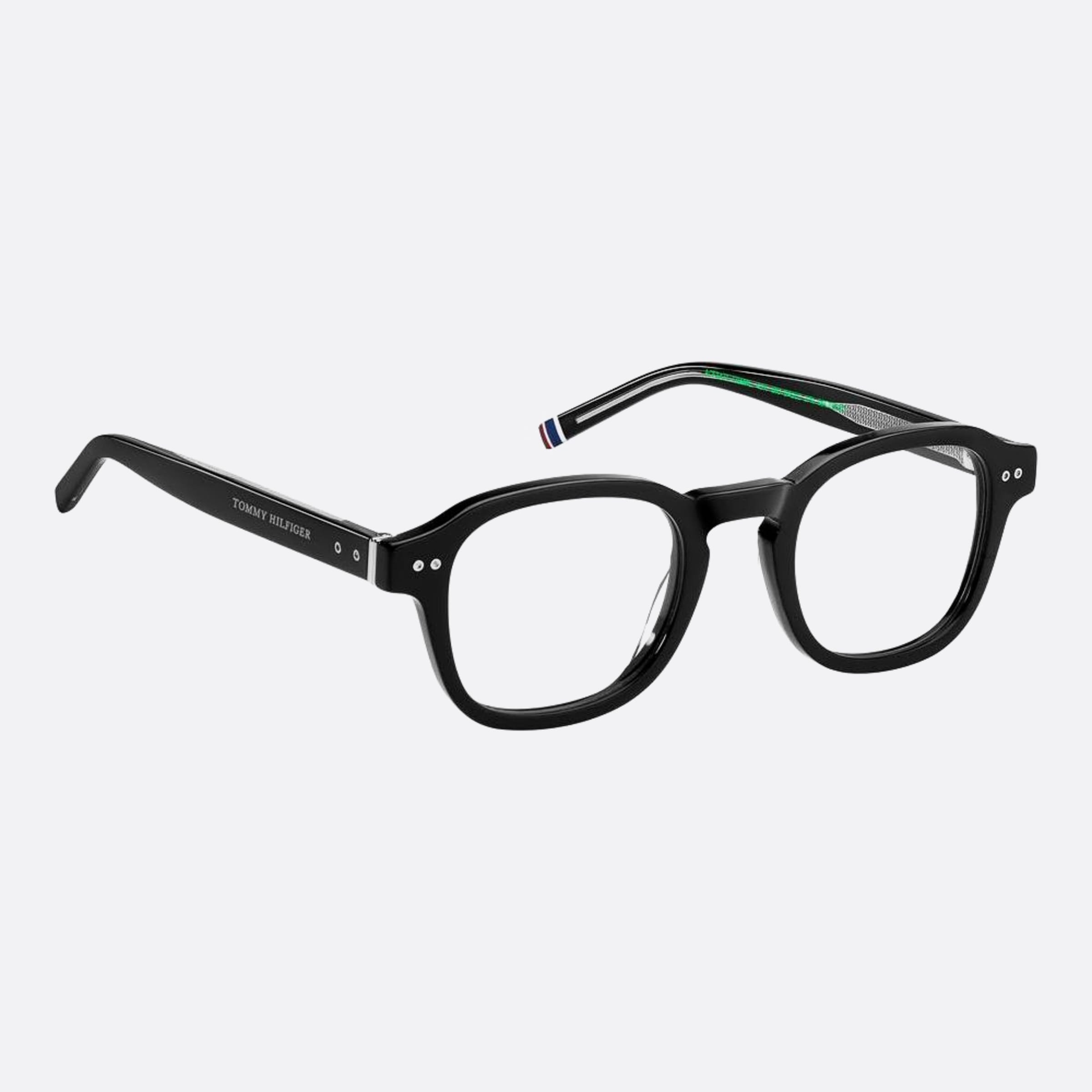 Tommy 48mm Hilfiger Black Squared Men Eyeglasses - Detail View