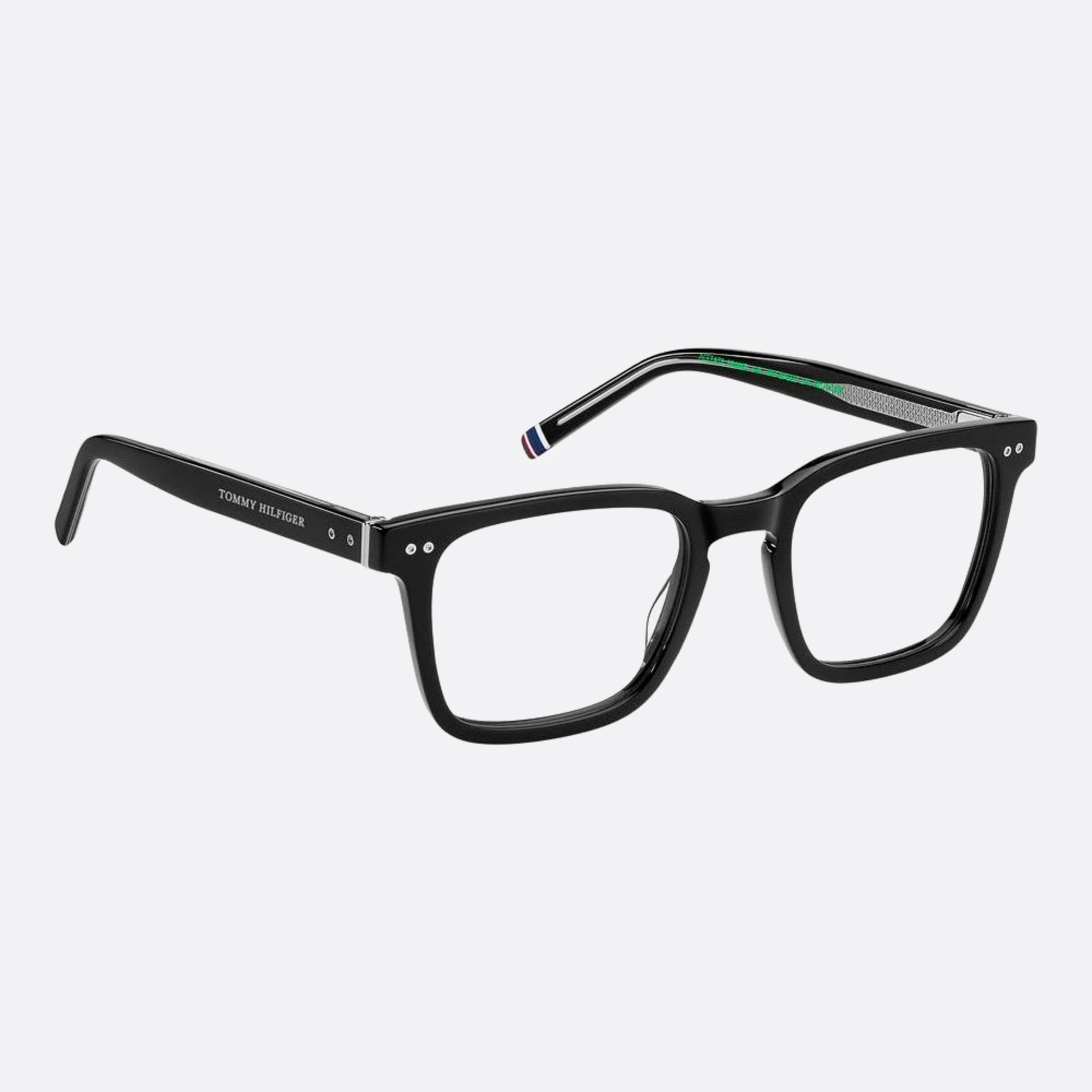Tommy 52mm Hilfiger Black Squared Men Eyeglasses - Lifestyle Shot