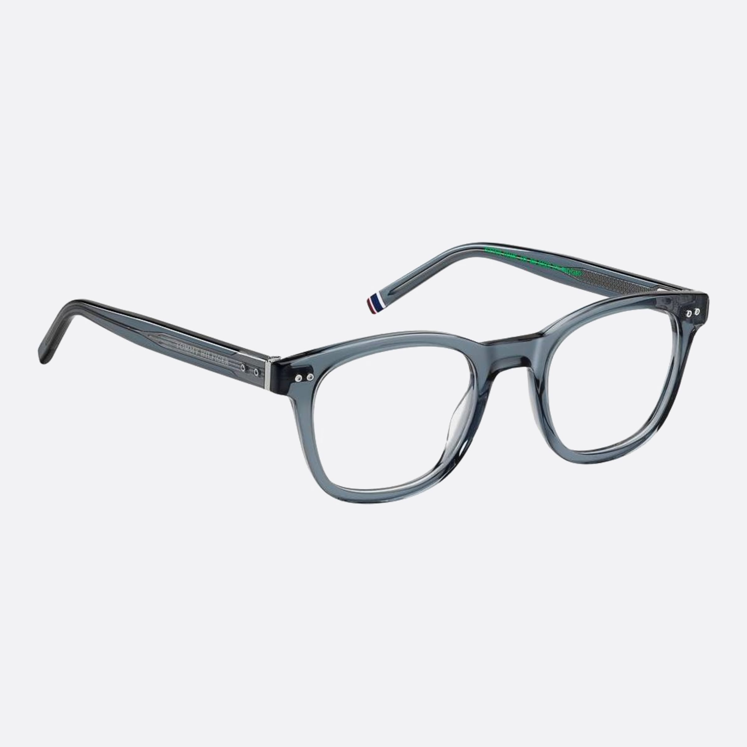 Tommy 49mm Hilfiger Kb7 Grey Round Men Eyeglasses - Detail View