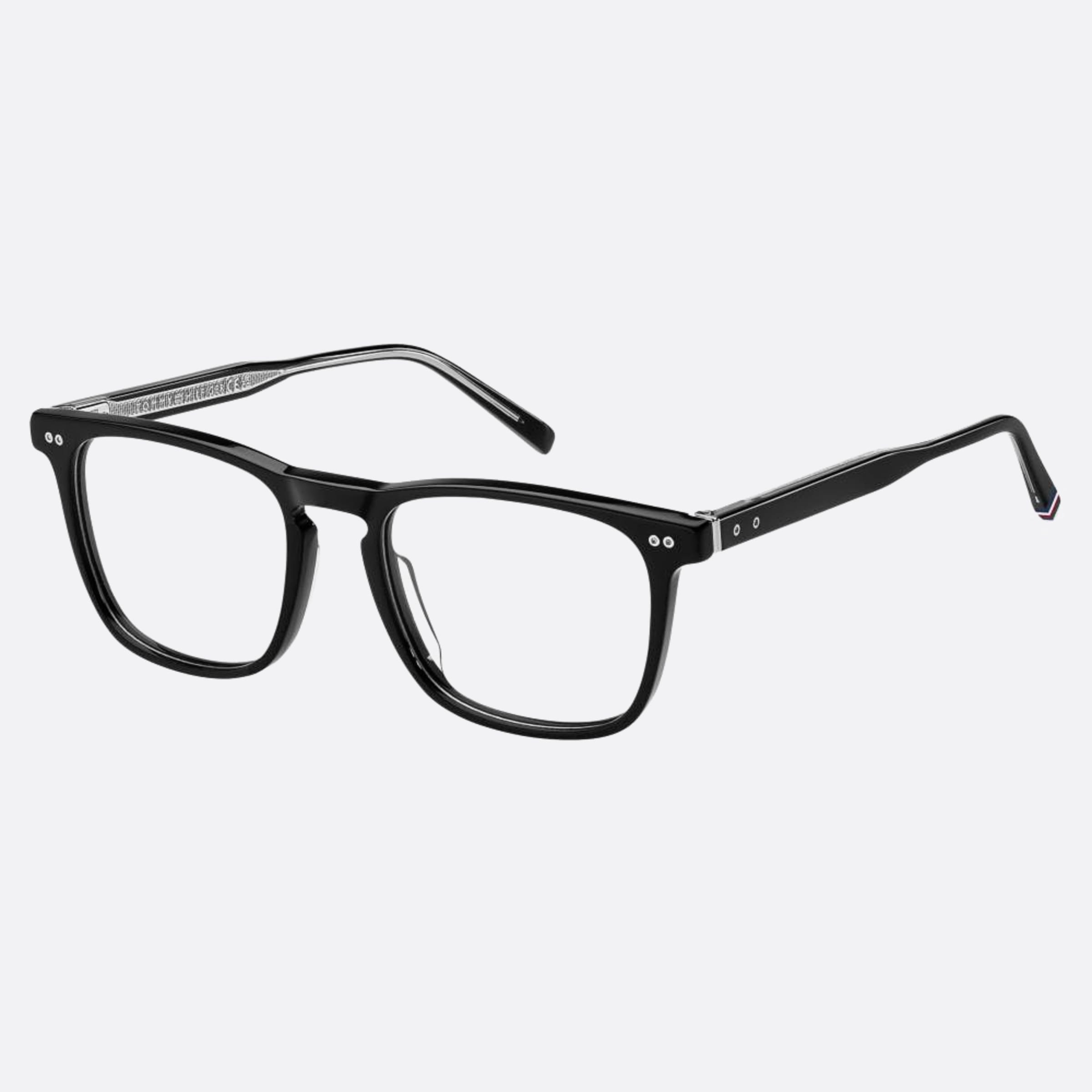 Tommy 53mm Hilfiger Black Squared Men Eyeglasses - Side View