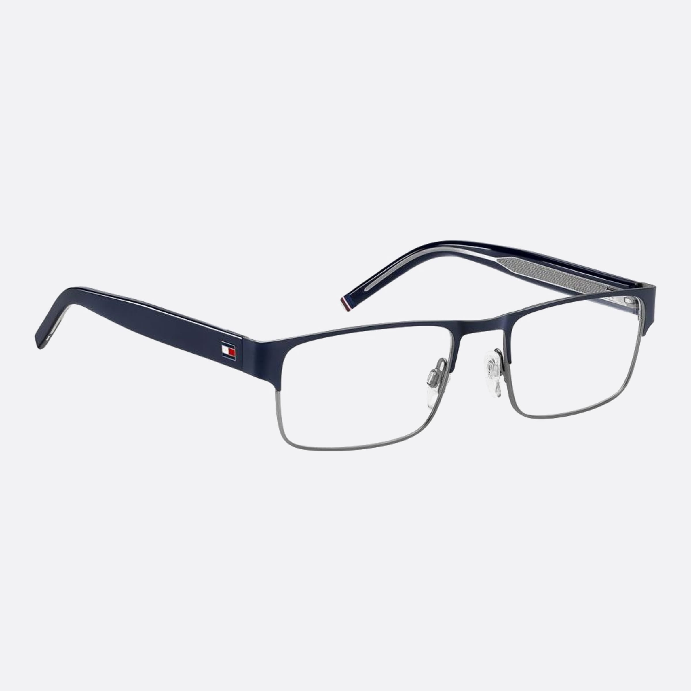 Tommy 55mm Hilfiger Ku0 Blue Rectangle Men Eyeglasses - Detail View